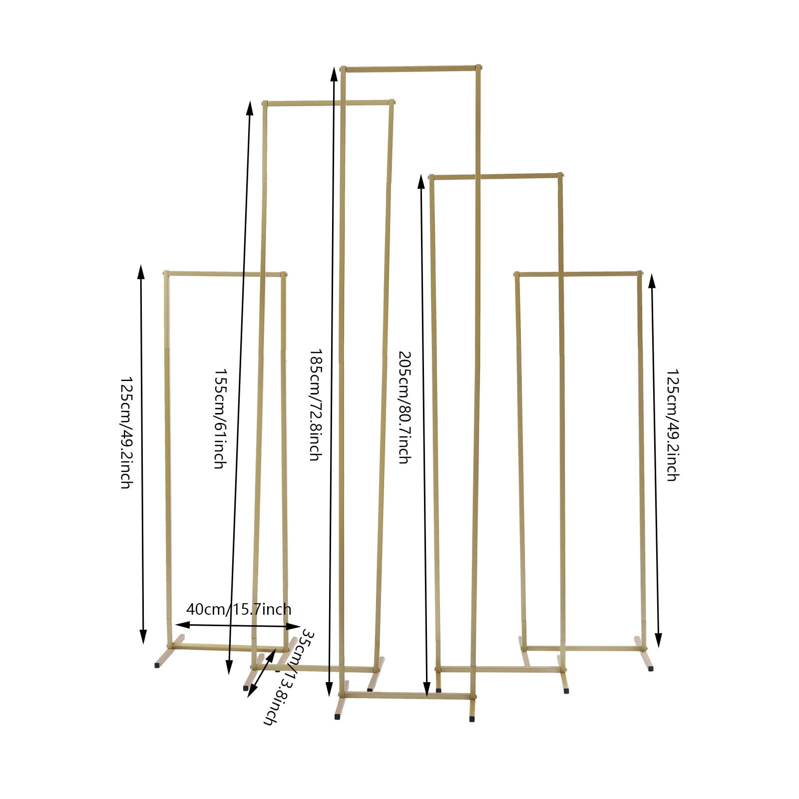 5Pcs Gold Metal Vase Stands for Flower Arrangement - Square Column Display Stand with Stable Base for Outdoor Garden Party, Wedding Centerpieces, Celemony Decorations - Multi-Height Design for Balloon Backdrops & Home Decor