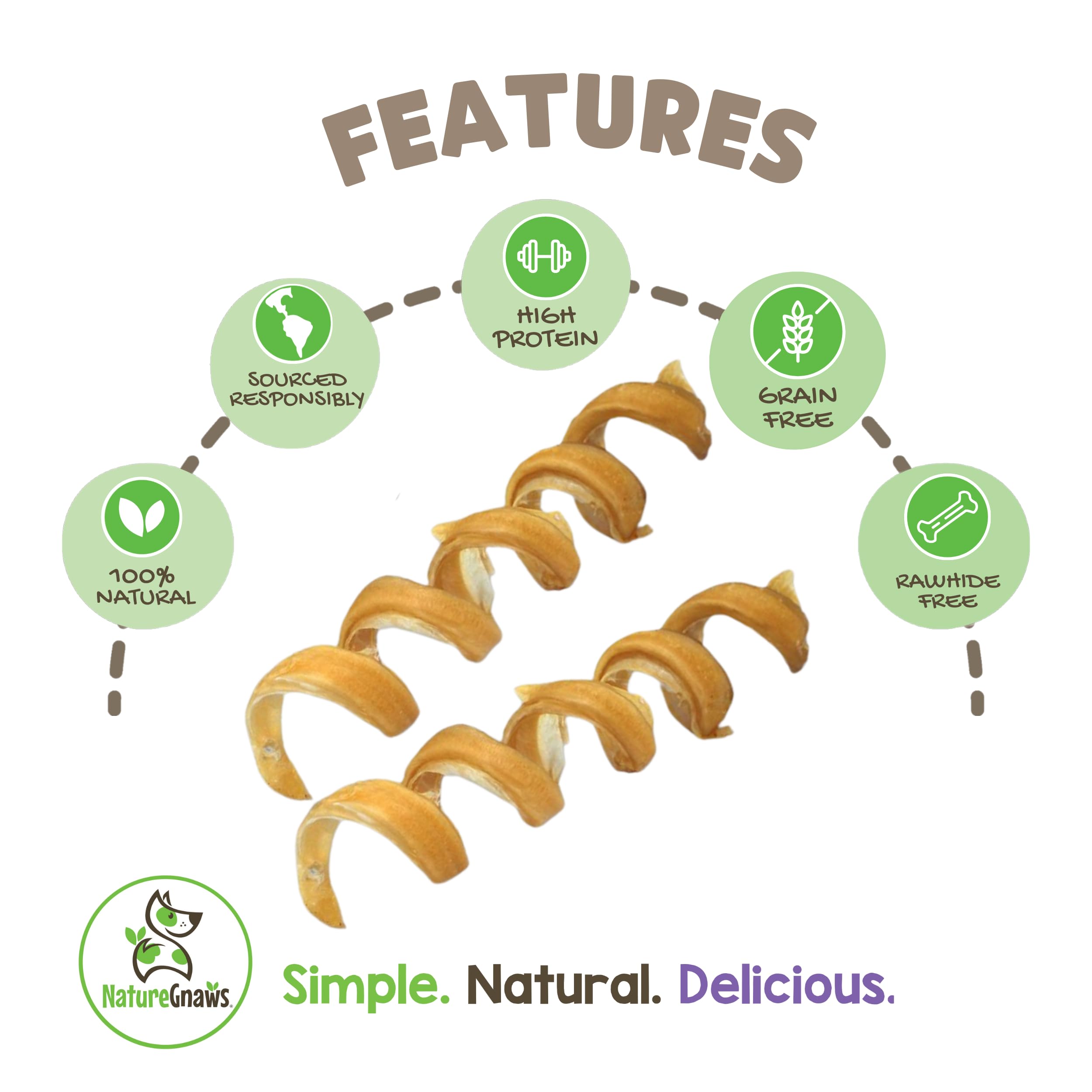 Natural Long-Lasting Bully Stick Springs for Dogs 7-8