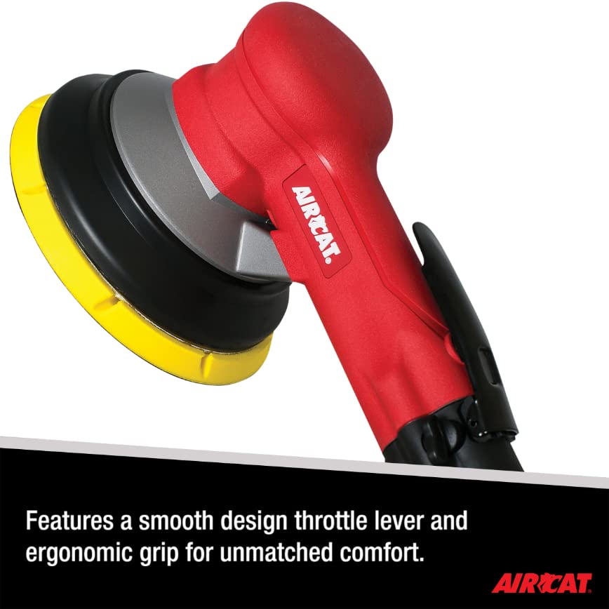 AIRCAT 6700-6GCV Pneumatic Orbital Sander - 900 RPM Geared Planetary Motion for Woodworking & Auto Body Sanding | Professional Central Vacuum Sander for Smooth Finishing