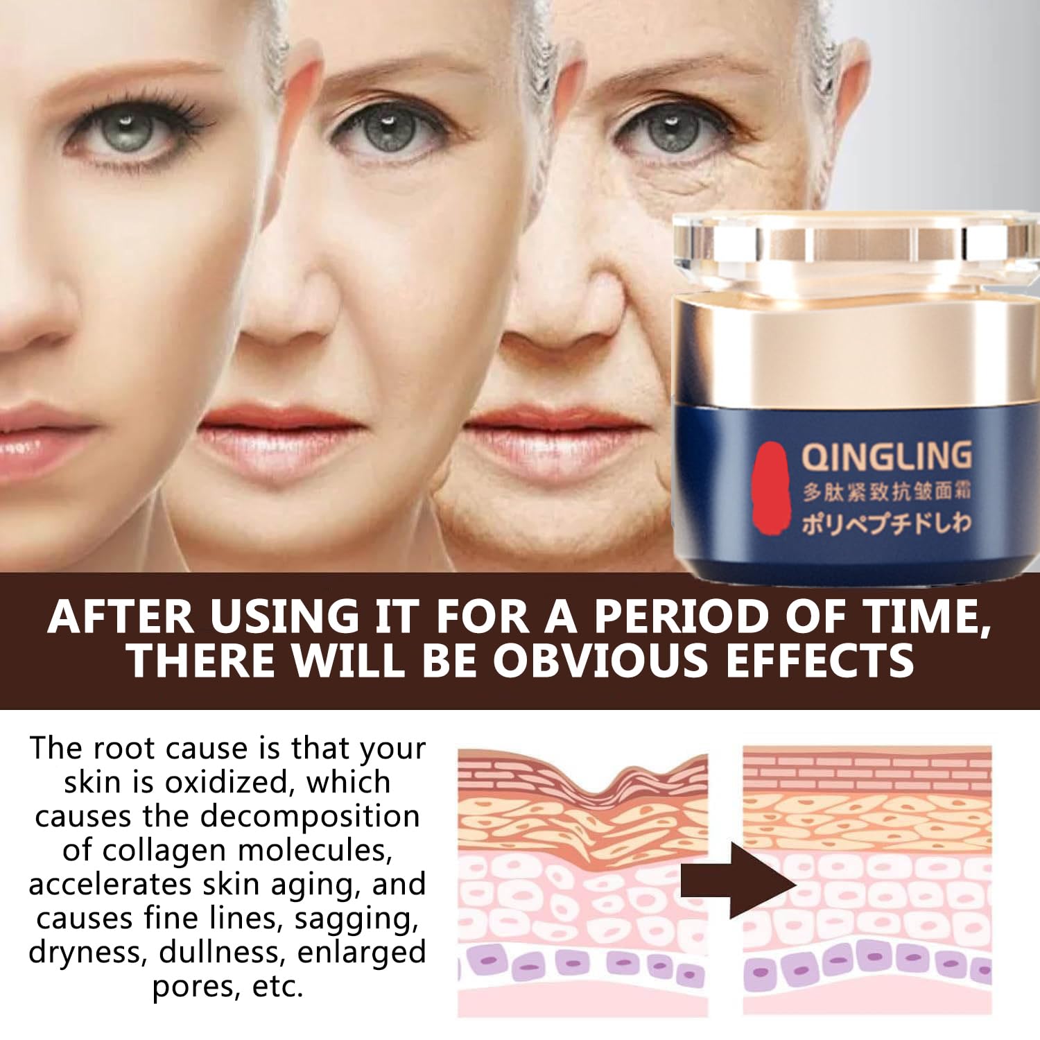 Anti-Aging Wrinkle Removal Cream - Lift & Firm Face Cream with Collagen - Moisturizing Wrinkle Reducer for Youthful Skin - Perfect for Daily Skincare Routine & Nighttime Rejuvenation
