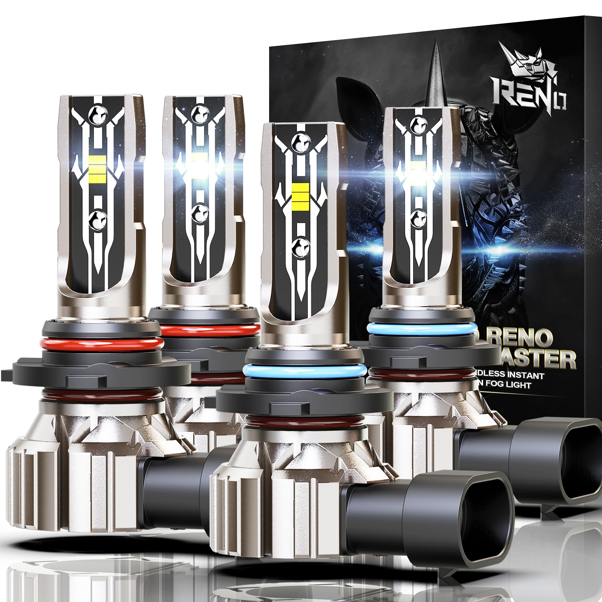 9005 9006 LED Fog Light Bulbs Combo - Super Bright 6000K White, Plug and Play Fanless Design, Pack of 4 - Perfect for Car Headlights, Fog Lights & Off-Road Driving