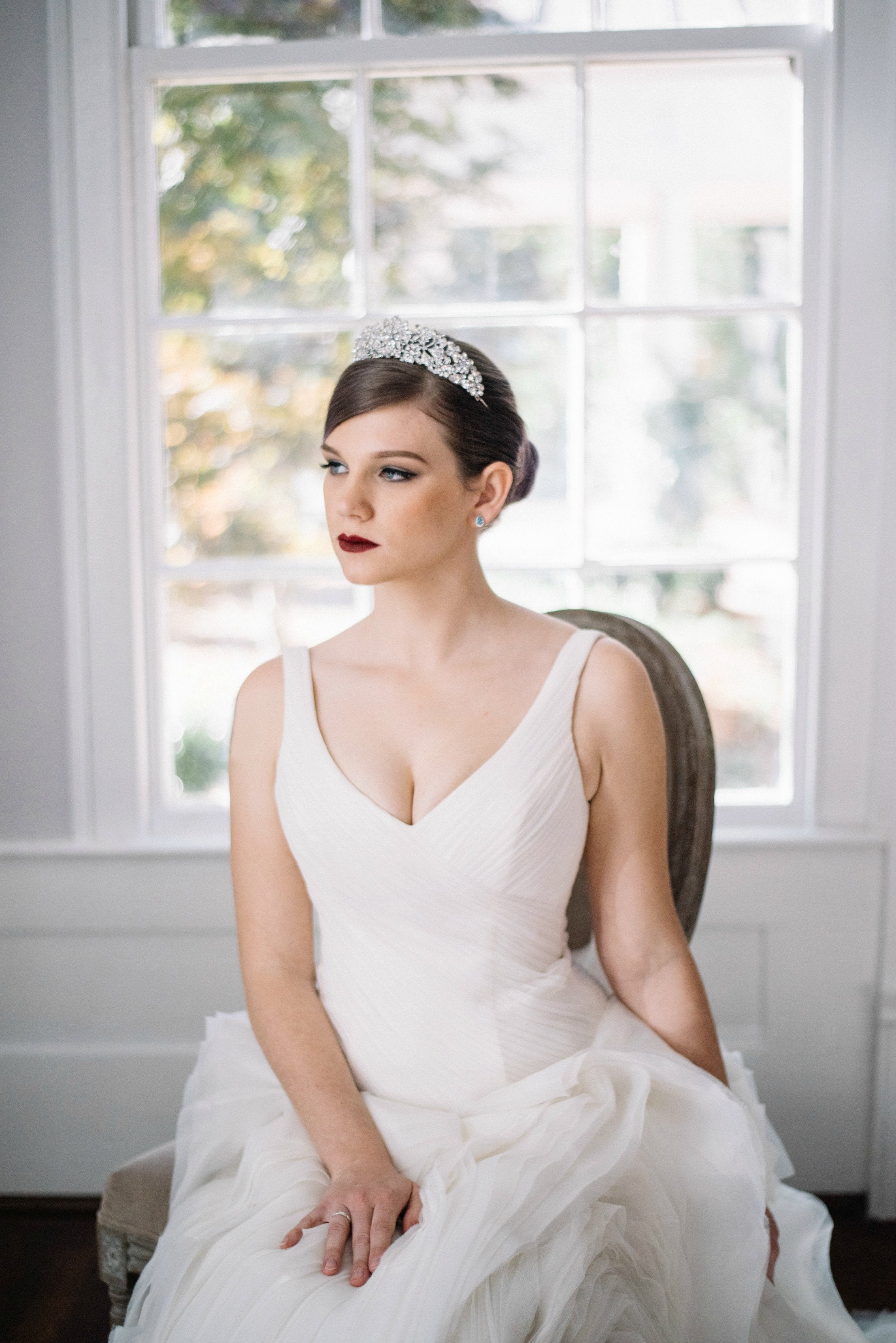 Evelyn Tiara - Elegant Rhinestone Bridal Hairpiece for Weddings, Prom & Special Occasions
