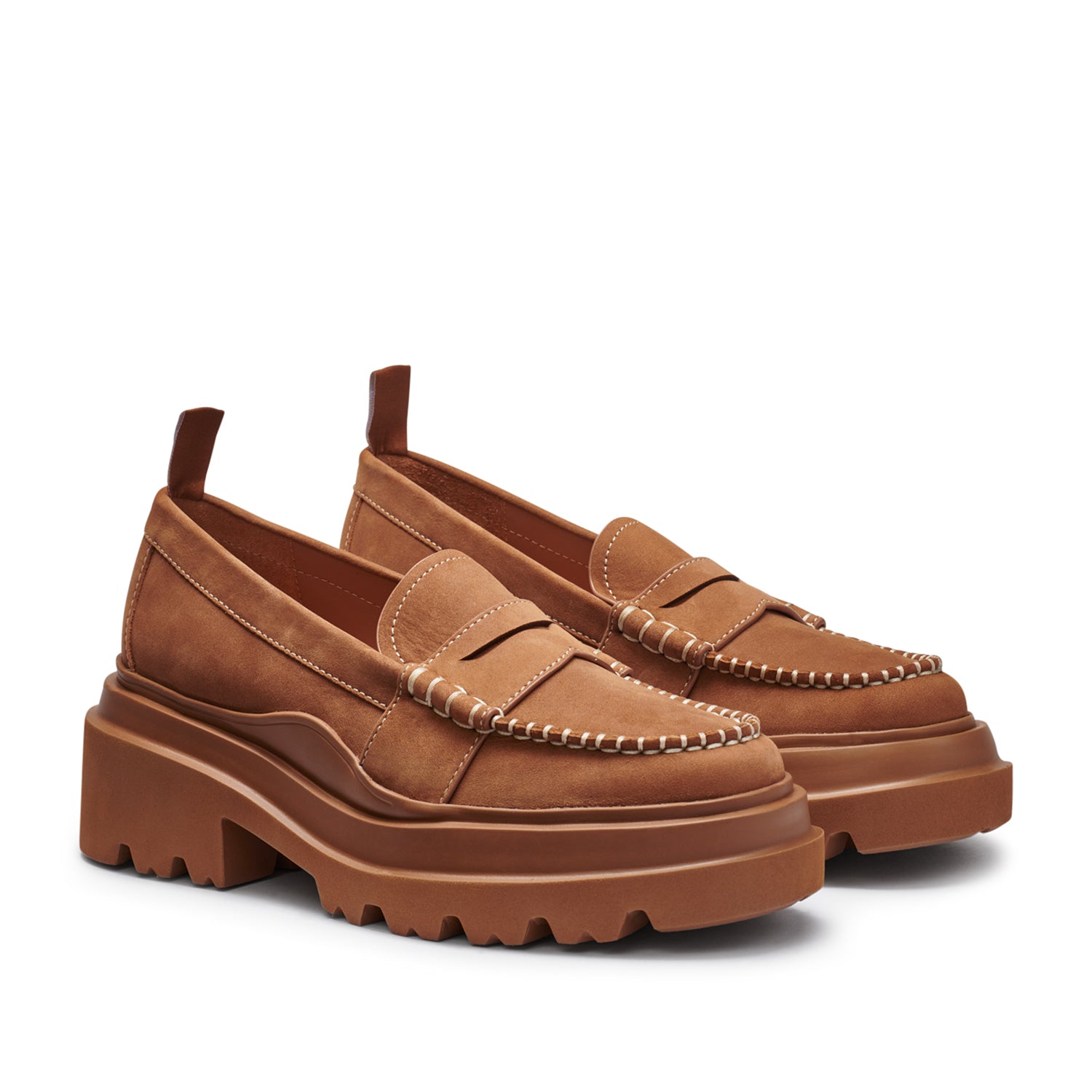 G.H. Bass Women's Platform Lug Sole Loafers in Ginger - Comfortable Slip-On Shoes for Work, Office & Casual Outfits