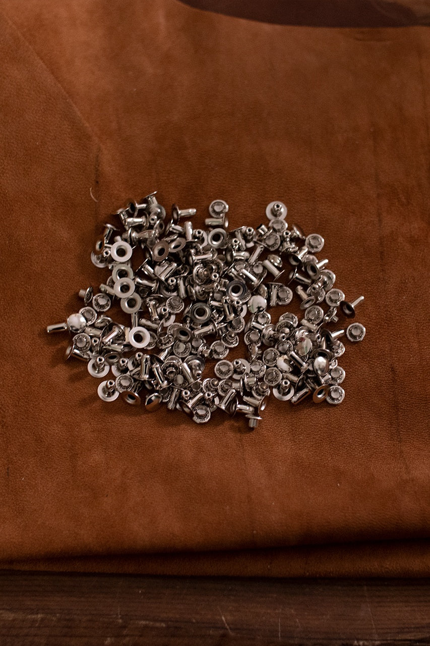Hollow Rivet KØ7.0 x L8.0 mm Brass/Nickel - Heavy Duty Fasteners for Leather Craft, Metalworking & DIY Projects