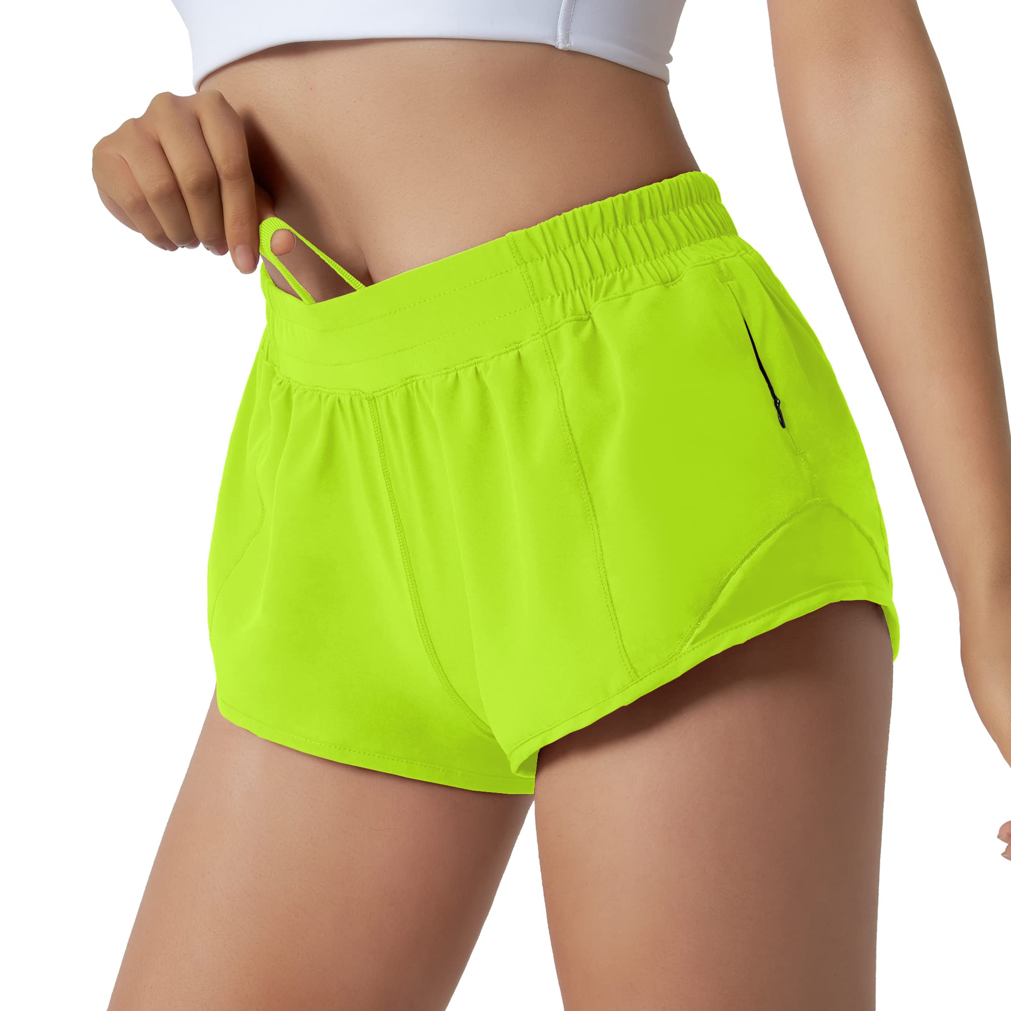 **Aurefin Women's Running Shorts - Quick Dry, Lightweight Athletic Shorts with Zip Pocket for Gym, Workout & Outdoor Sports**