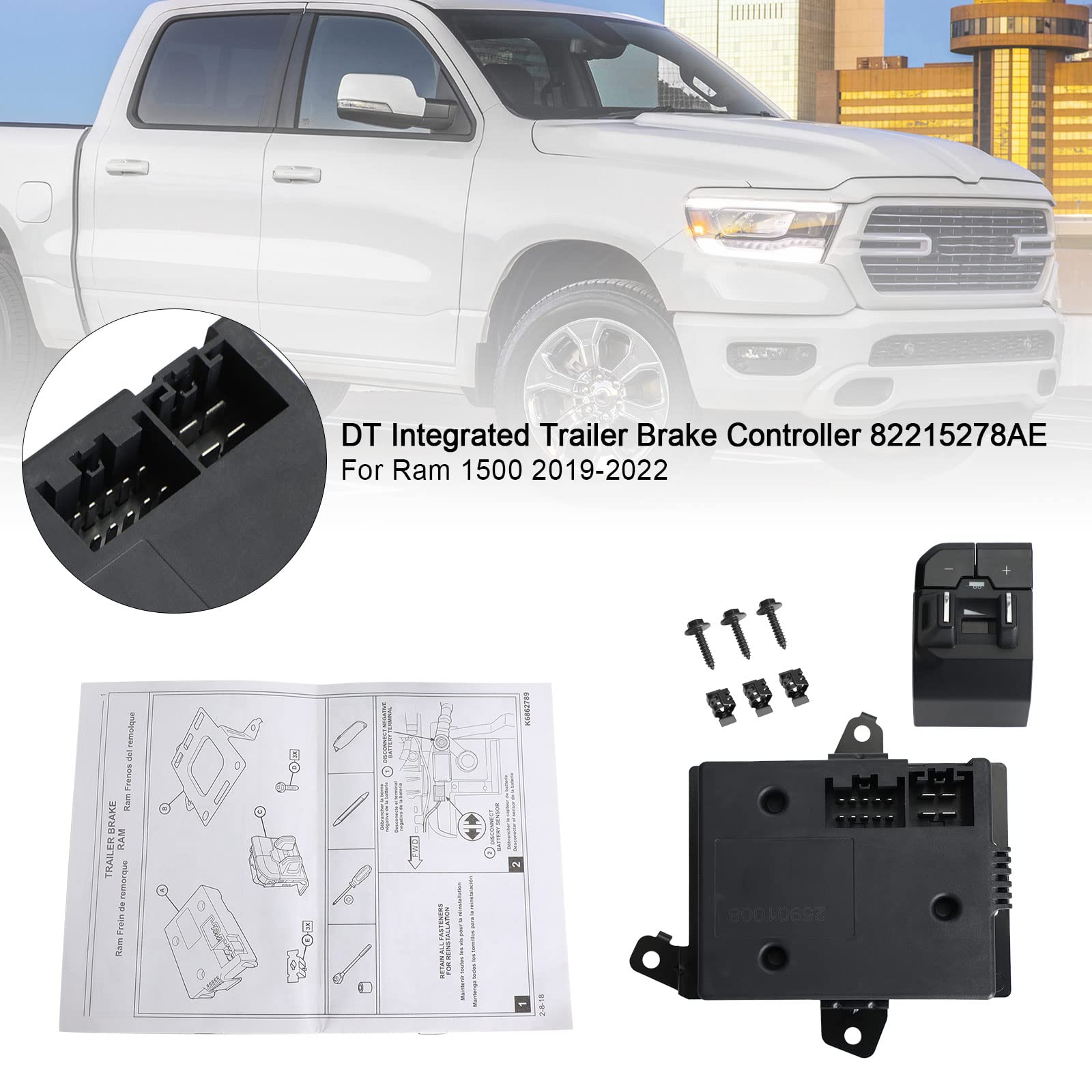 DT Integrated Trailer Brake Controller 82215278AE - Compatible with RAM 1500 2019-2022 Models | Plug & Play Installation | Perfect for Towing Boats, Campers & Trailers
