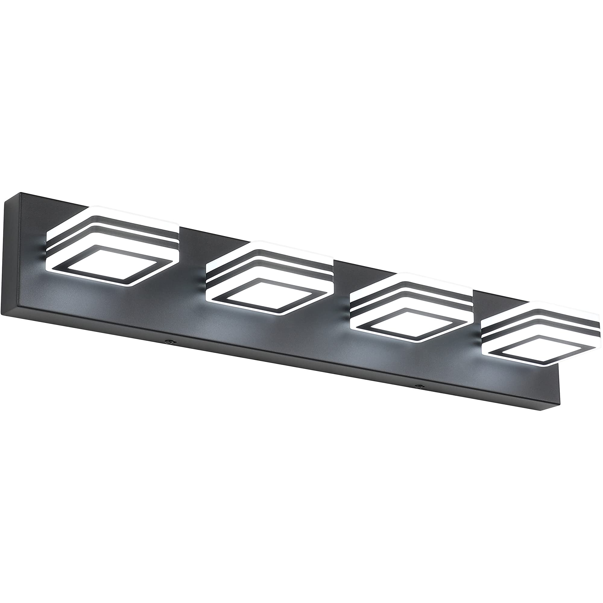 SOLFART LED Vanity Lights Bundle - Modern Black Bathroom Light Fixtures 9660-4 & 8568-3 with Adjustable Brightness - Perfect for Makeup Vanity, Dressing Room, and Spa-Style Bathroom Lighting