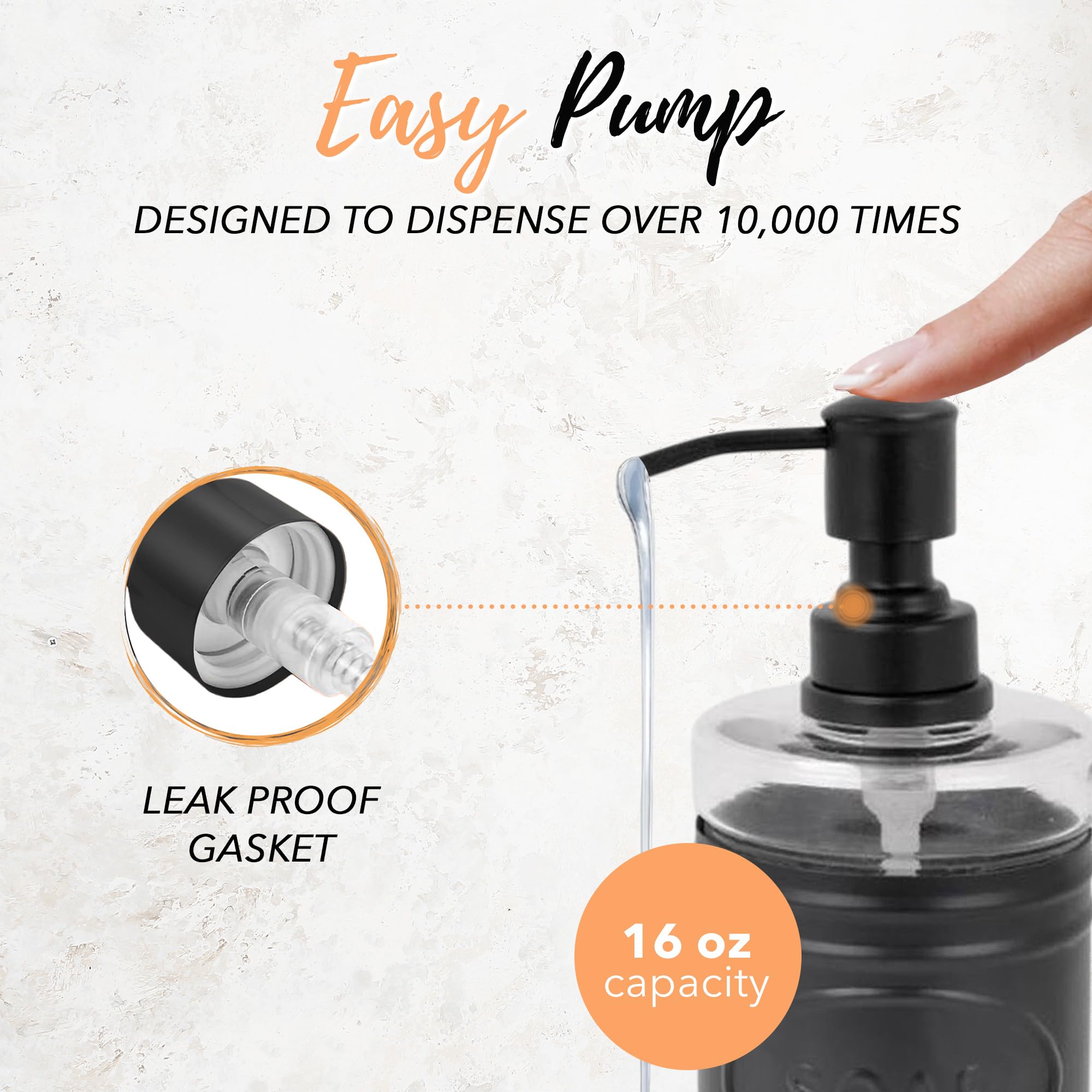 Modern Farmhouse Bathroom Accessory Set - 3-Piece Matte Black Soap Dispenser, Cotton Ball Holder & Q-Tip Organizer for Vanity - Rustic Bathroom Decor for Sink Countertop, Guest Bath & Farmhouse Style Homes
