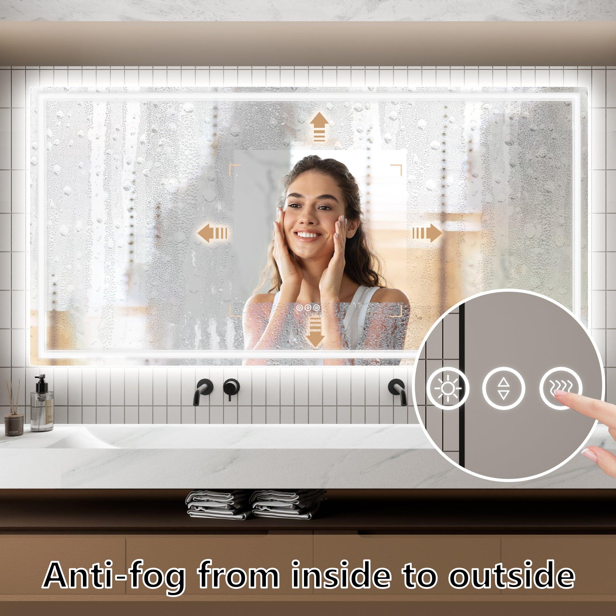 Anti-Fog LED Bathroom Mirror with Dimmable Backlit & Touch Switch - GlareGuard Illuminated Vanity Mirror for Makeup, Shaving & Home Decor