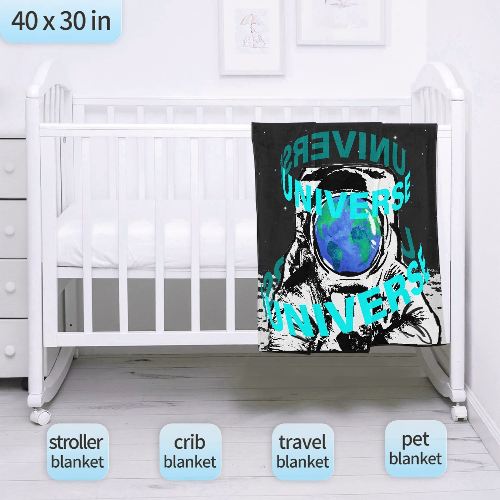Astronaut Earth Universe Blanket - Microfiber Flannel Throw Blanket 120x90 Inches - Ultra Soft Lightweight Cozy Blanket for Couch, Bed, Sofa & Chair - Perfect Gift for Birthday, Christmas, Thanksgiving - Great for Family Movie Nights & Stargazing