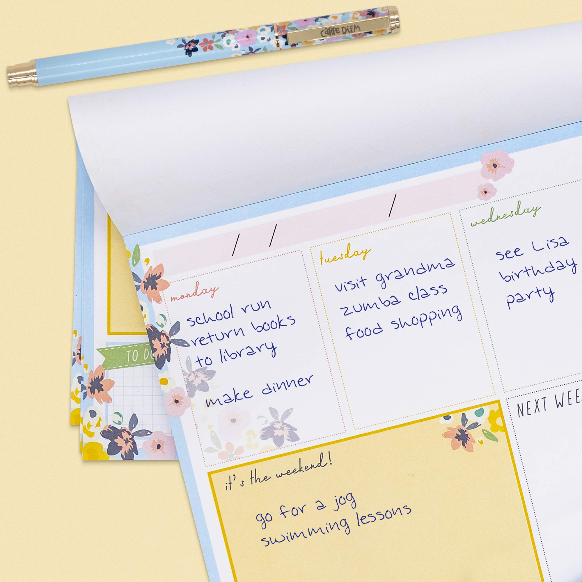 Pukka Pad Carpe Diem Weekly Planner - Floral Design Disty Planner for Work, School & Home Organization - Perfect for Scheduling, To-Do Lists & Productivity Planning