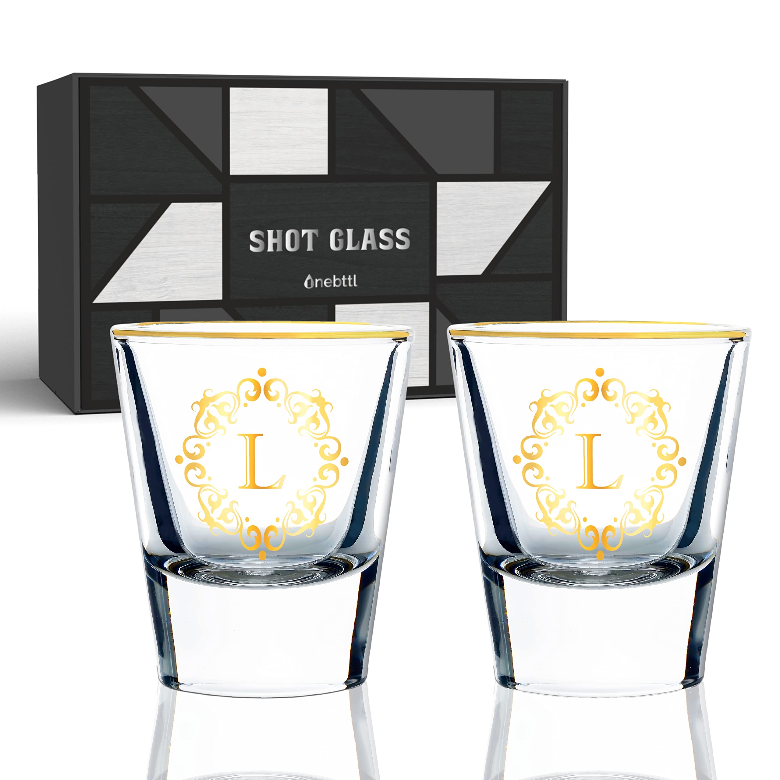 Custom Engraved Shot Glass Set - Personalized Gifts for Tequila, Vodka & Whiskey Lovers - 2-Pack Monogrammed Glasses for Birthday, Christmas Gifts (Him/Her) - Perfect for Parties, Bachelor/Bachelorette & Home Bar Decor