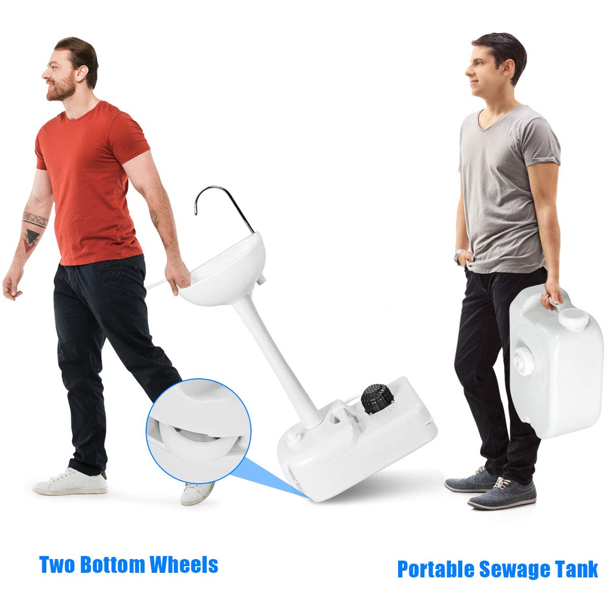Giantex Portable Hand Washing Station with Wheels - 4.5 Gallon Fresh Water Tank, Towel Holder & Soap Dispenser - Foot Operated Free Standing Sink for Outdoor Camping, RV Trips, Picnics, and Indoor Use