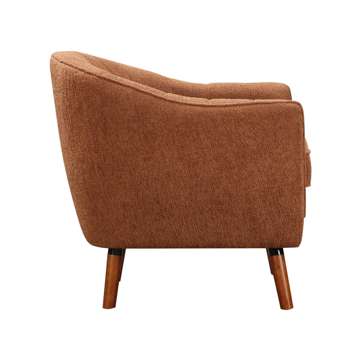 Calypso Accent Chair in Rust - Mid-Century Modern Lounge Chair for Living Room, Bedroom & Office - Comfortable Upholstered Armchair with Wooden Legs