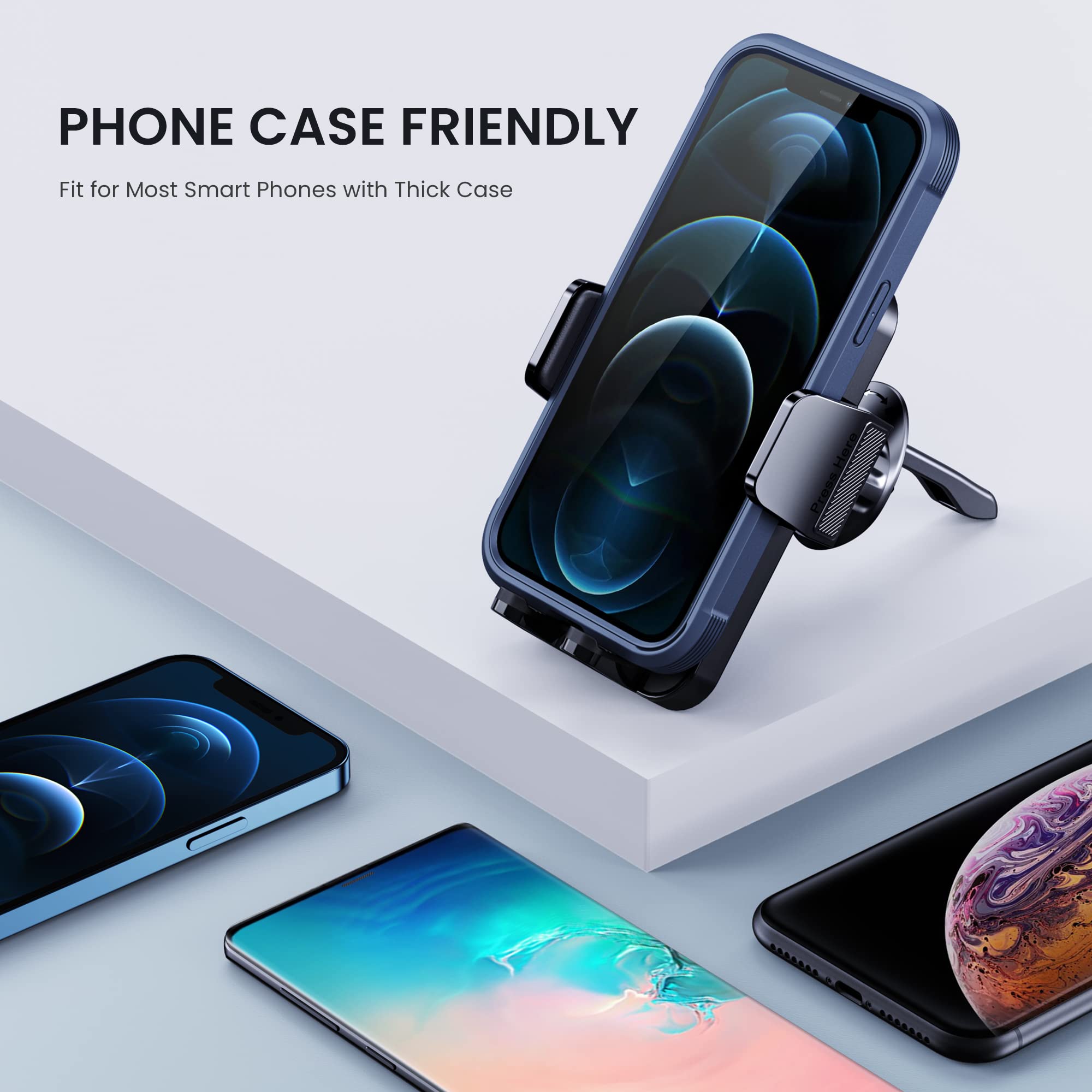 Upgraded Car Phone Holder with Secure Clip - Universal Air Vent Phone Mount for iPhone & Android - Hands-Free Car Accessories for Safe Driving & Navigation