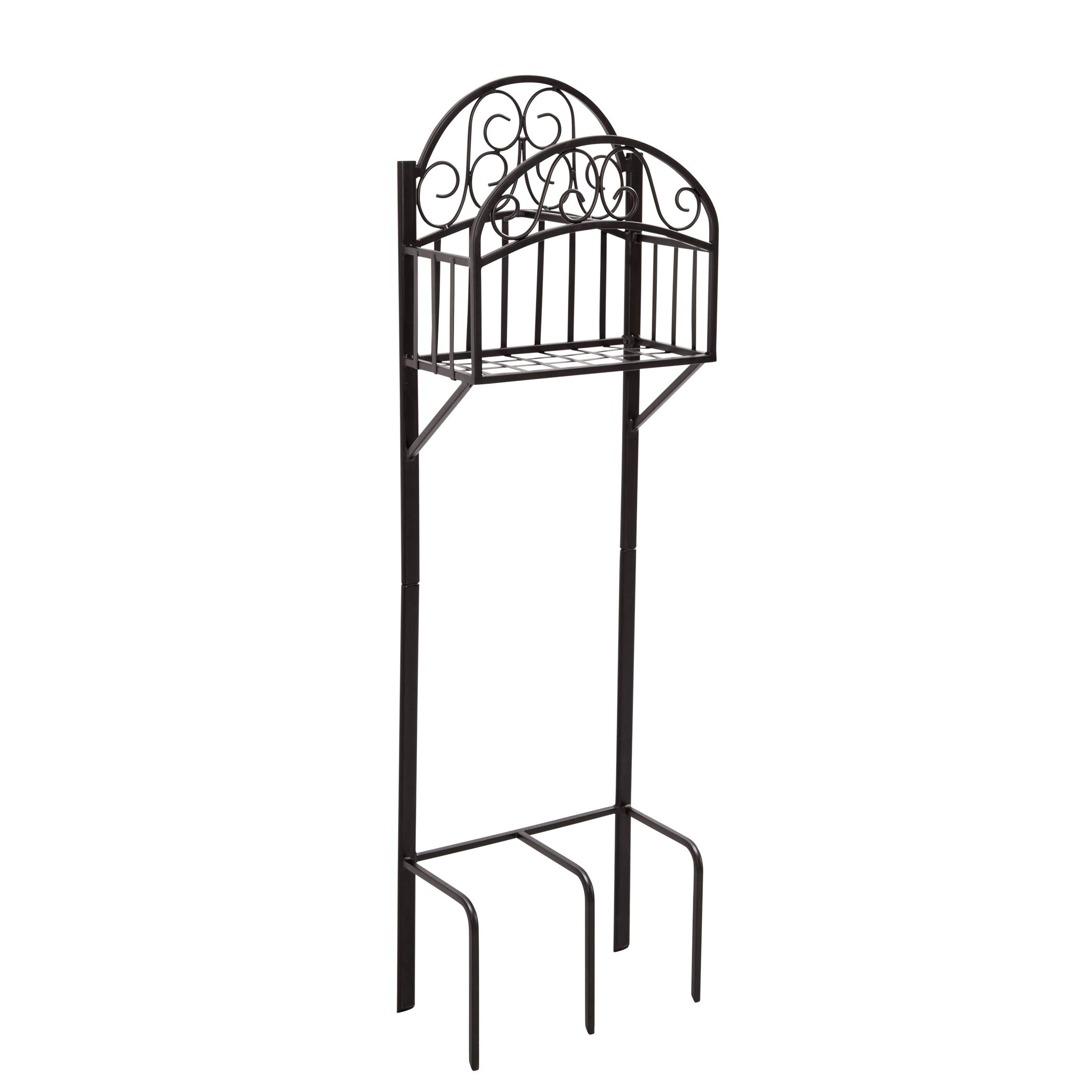 Liberty Garden 119-KD Black Hose Stand with Shelf - Heavy Duty Outdoor Garden Hose Holder for Yard, Lawn, and Patio Use