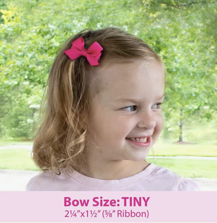 Tiny Grosgrain Bows for Babies - 2 Pack Hair Accessories for Newborns & Toddlers
