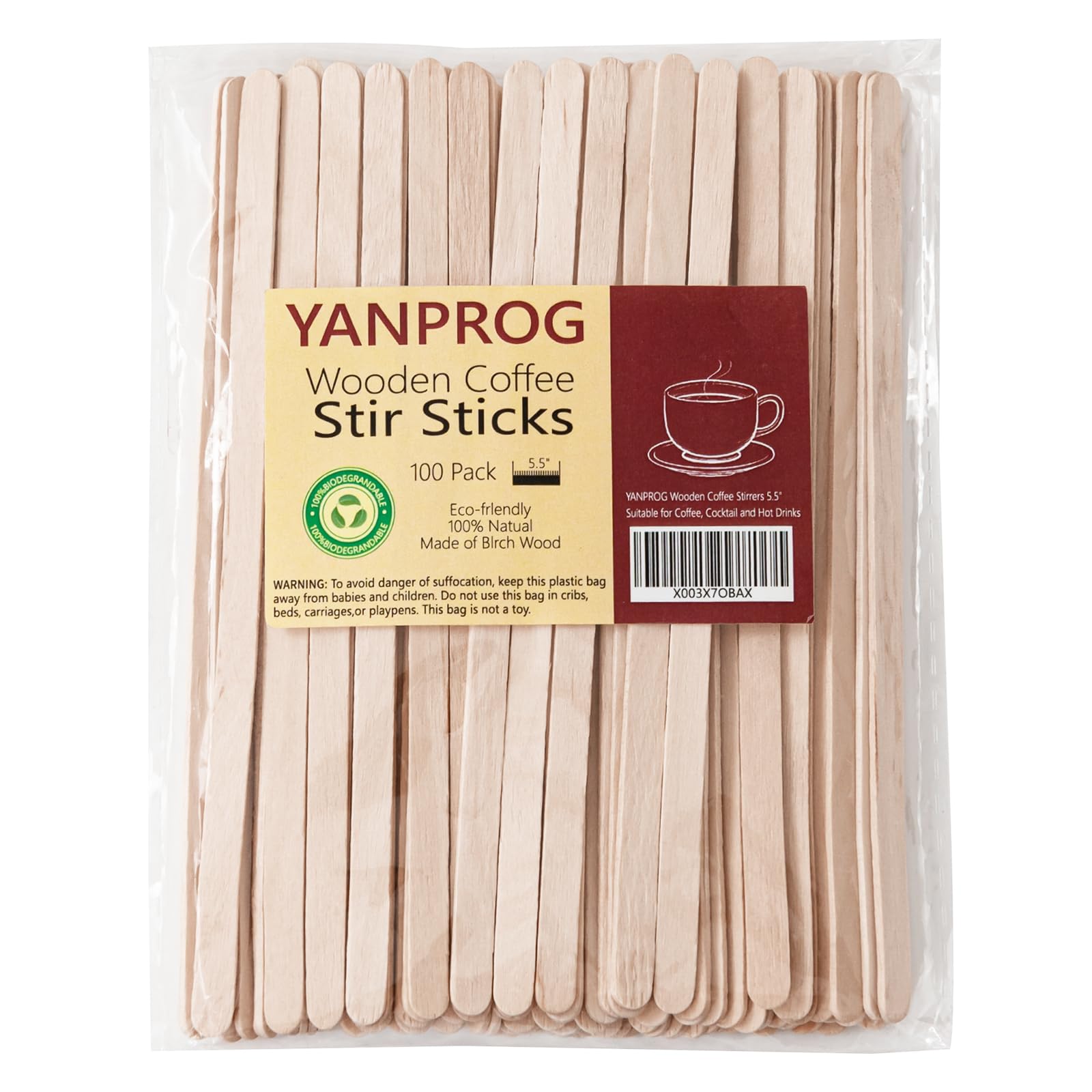 Natural Birch Wooden Coffee Stirrers 5.5