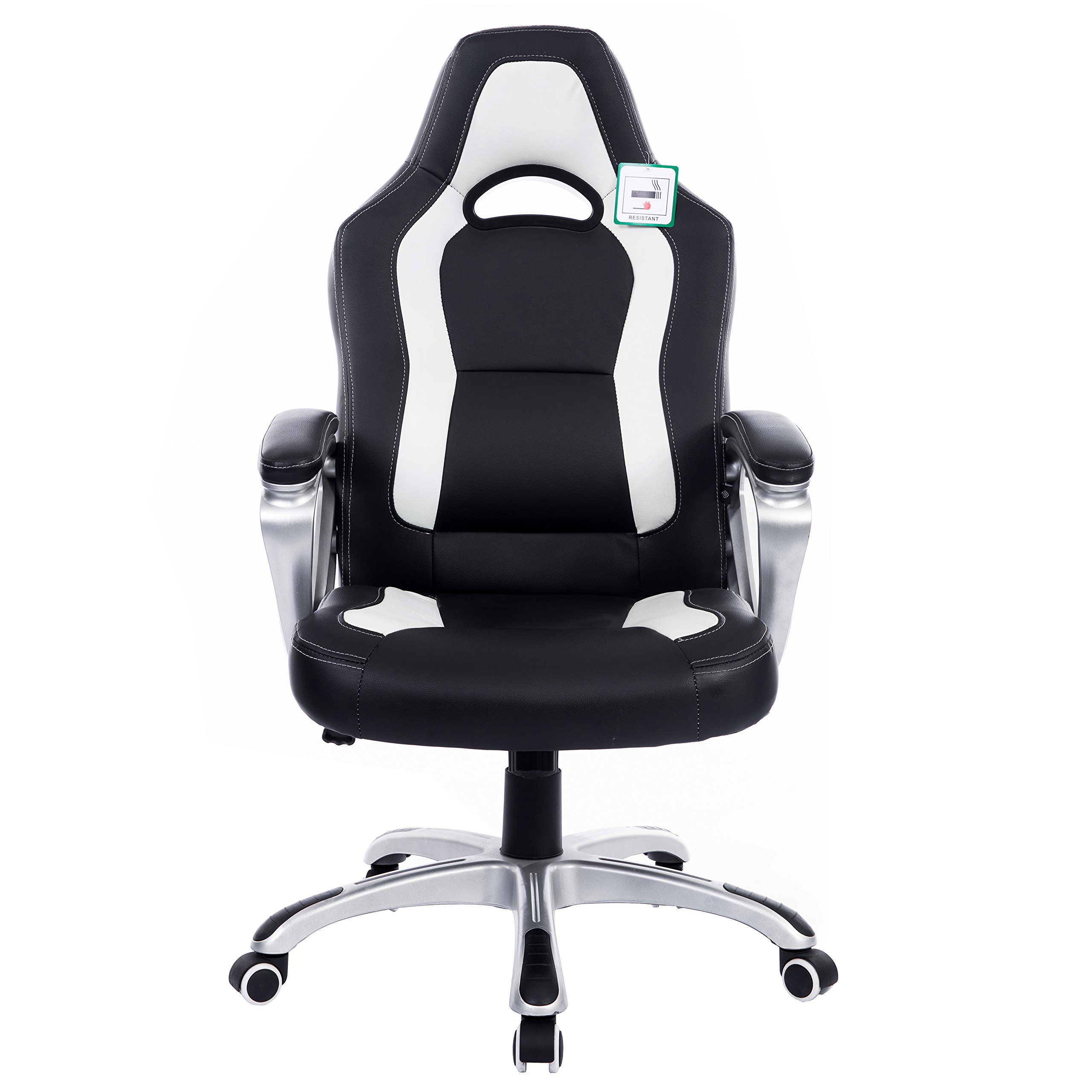Premium Black & White Racing Style Swivel Office Chair - Ergonomic Gaming & Work Desk Chair for Home & Office Use