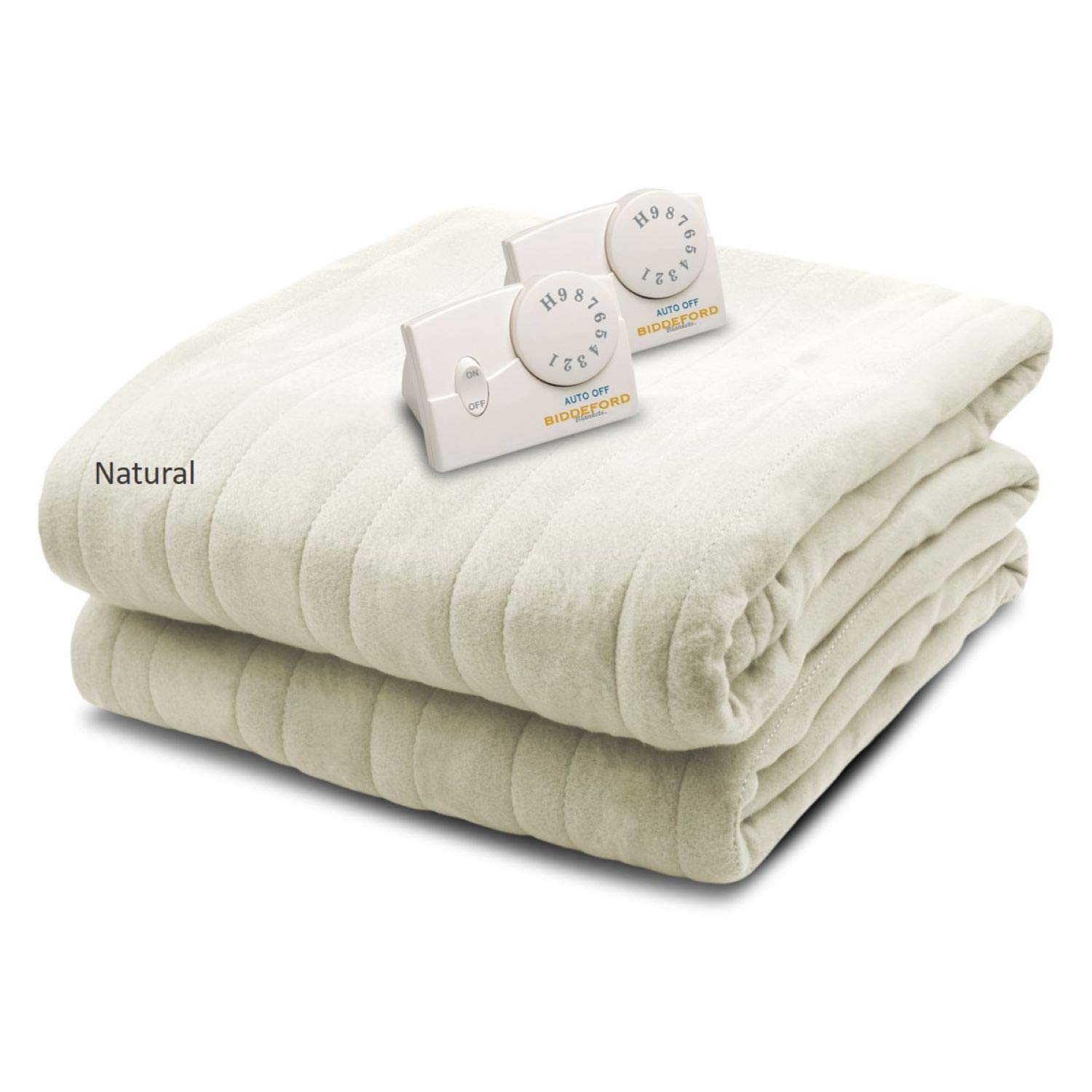 BIDDEFORD BLANKETS Electric Heated Blanket - King Size, Soft Comfort Knit Fabric, Analog Temperature Control, Natural Color - Perfect for Cold Nights, Bedroom, Living Room & Winter Relaxation