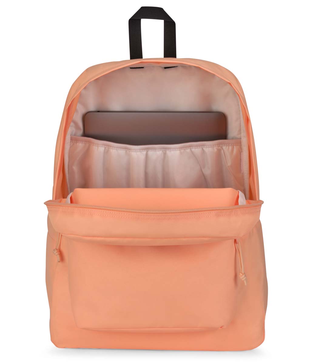 JanSport SuperBreak Plus Backpack - Lightweight Laptop Backpack for School & Travel, Durable Peach Neon College Backpack with Front Utility Pocket | Perfect for Students, Commuters & Outdoor Adventures