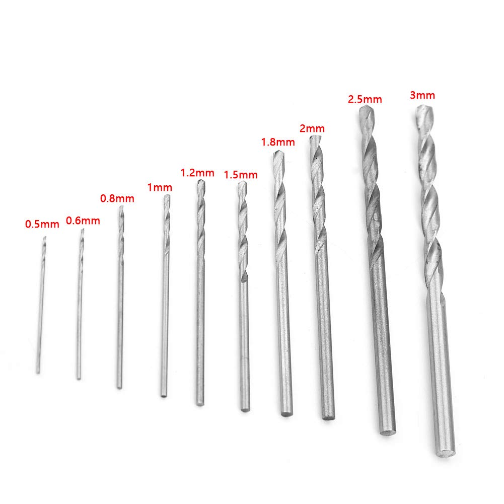 10PCS High Speed Steel Micro Drill Bit Set (0.5-3mm) - Straight Shank Precision Drilling Tools for Metal, Stainless Steel & Cast Iron - Perfect for Jewelry Making, PCB Repair & Small Metal Projects