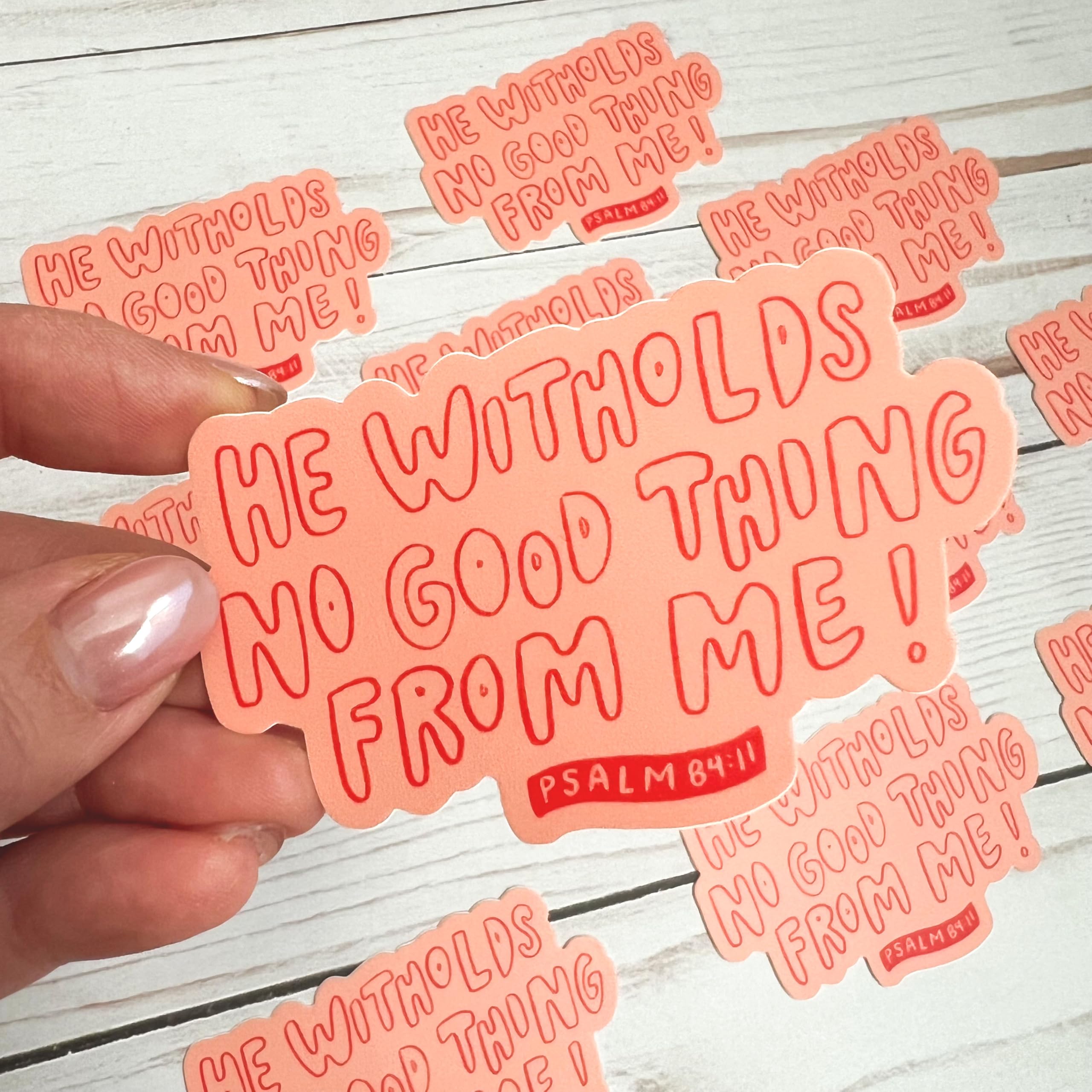 Bible Verse Stickers - Faith Stickers with 'He Withholds No Good Thing' Psalm 84:11 - Waterproof Religious Decals for Journals, Bibles, Laptops & Gift Giving