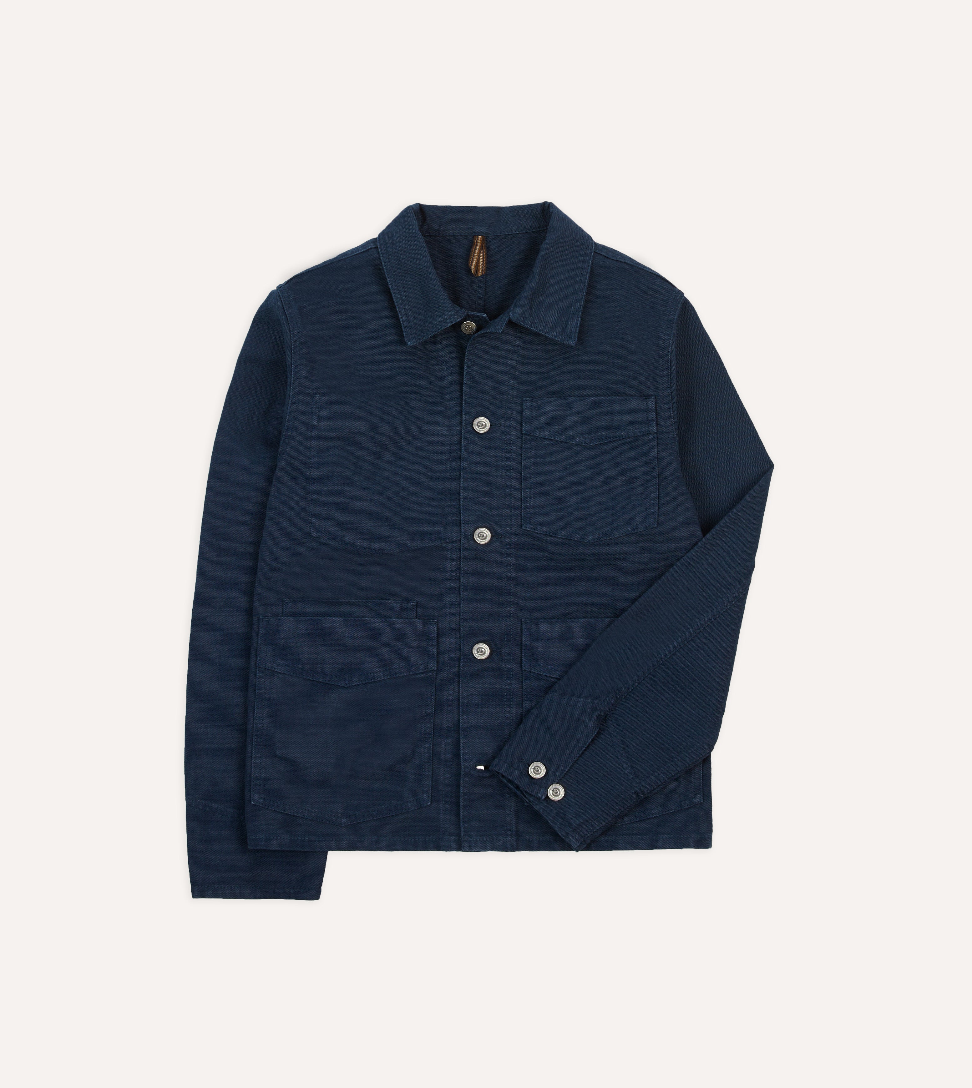 Durable Navy Cotton Canvas Work Jacket for Men - Heavy Duty Utility Jacket with Multiple Pockets - Perfect for Construction, Outdoor Work & Casual Wear