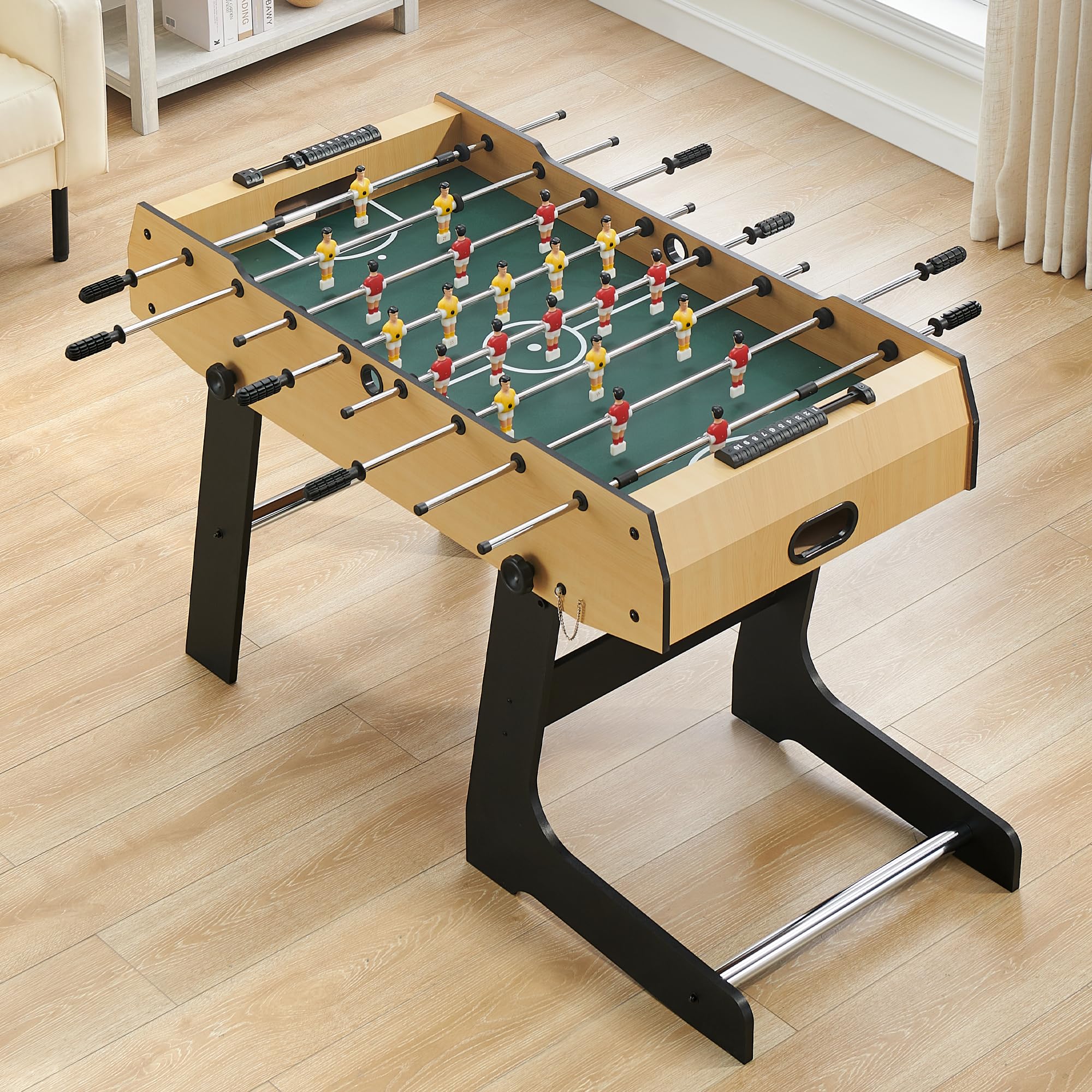 IDEALHOUSE 48 Inch Foldable Foosball Table - Multiplayer Soccer Game for Kids & Adults - Perfect for Game Rooms, Basements & Parties - Easy Assembly Indoor Sports Entertainment