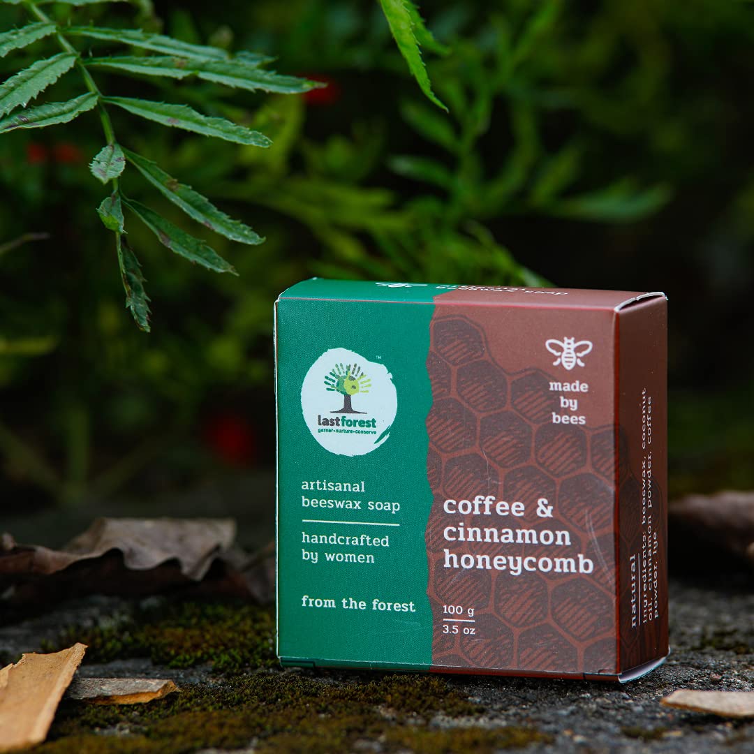 Last Forest Beeswax Soap (100g) - Natural Handmade Herbal Bath Bar for Glowing Skin | Moisturizing with Coffee & Cinnamon | 100% Pure Ingredients for Men & Women | Perfect for Dry Skin Care & Relaxing Bath Time