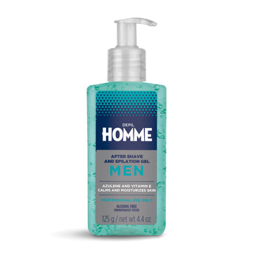 Depil Bella Men's After Shave & Waxing Soothing Gel - 125g Post Hair Removal Cream for Smooth Skin - Perfect for Chest, Back & Legs After Waxing or Shaving
