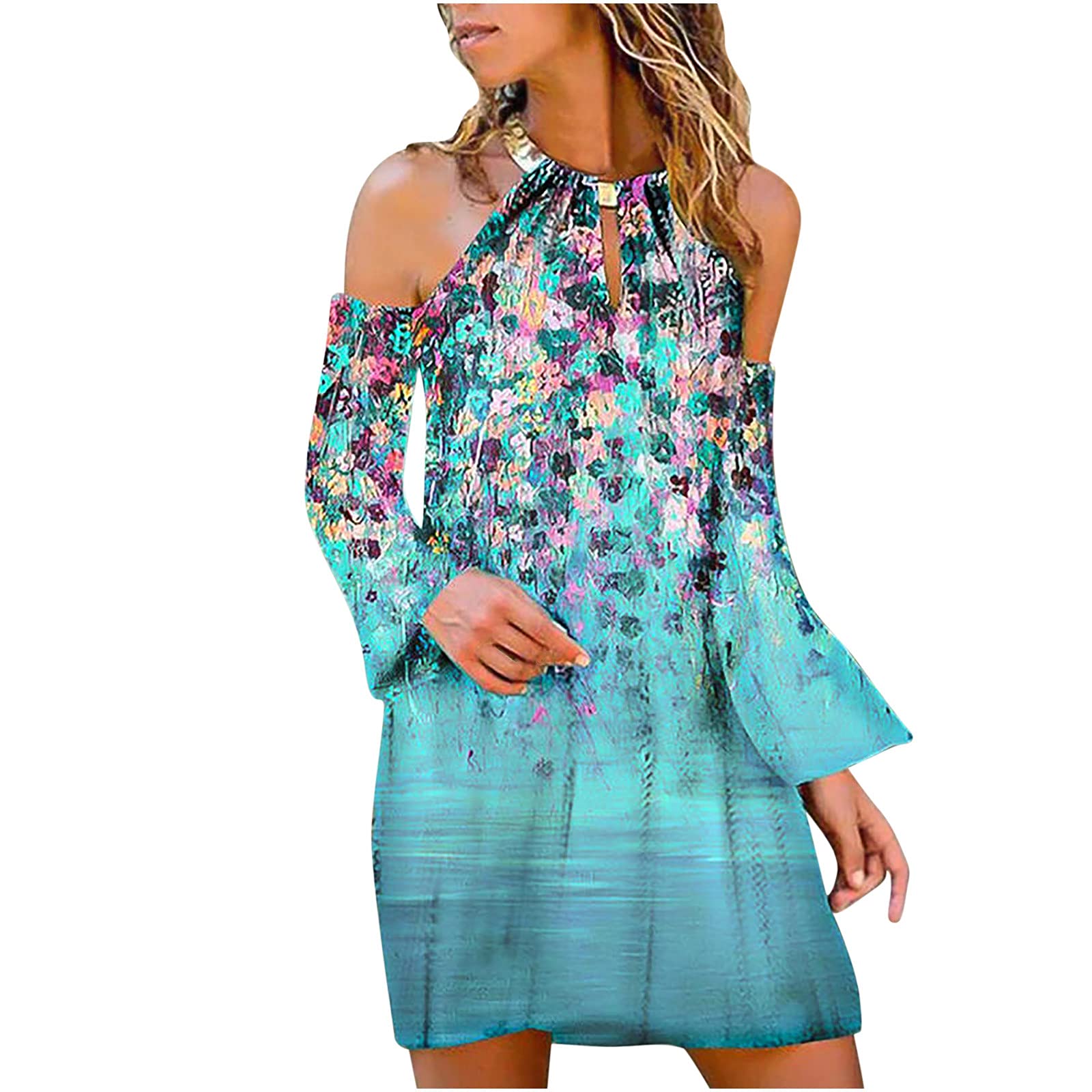 Women's Floral Print Long Sleeve Bell Dress - Casual Summer & Autumn Dress for Women | Perfect for Office Wear, Date Nights & Special Occasions