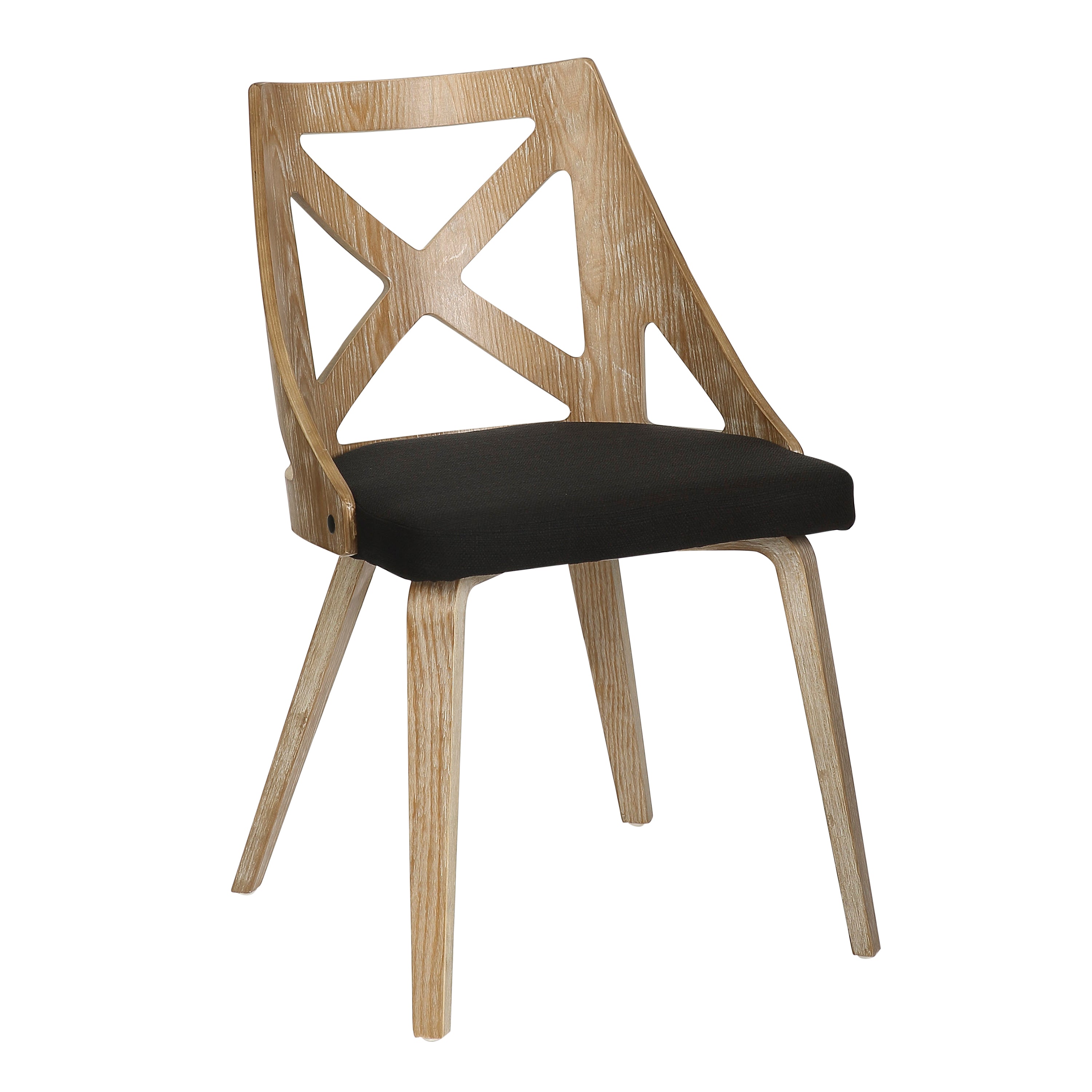 LumiSource White Washed Wood Farmhouse Dining Chairs with Charcoal Fabric - Set of 2 for Kitchen, Dining Room, and Country Style Home Decor
