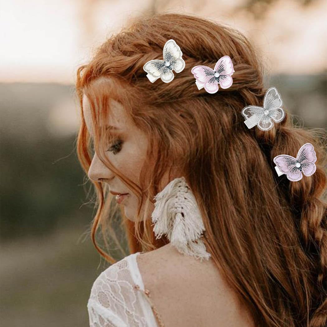 Bartosi Butterfly Hair Clips for Women & Girls - 8 Pack Wedding Hair Barrettes, Bridal Hair Pins, Elegant Hair Accessories for Brides, Parties & Special Occasions