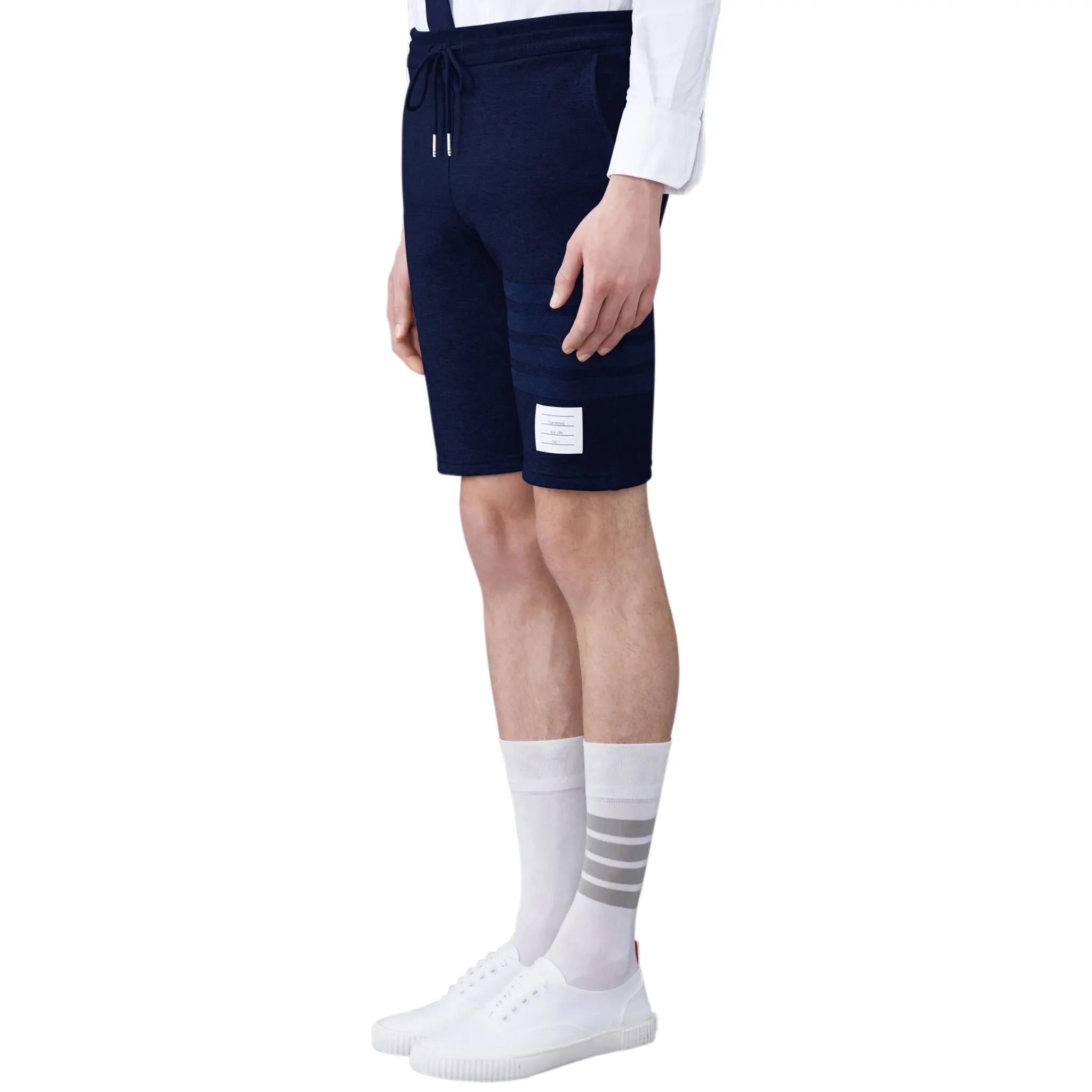 Thom Browne Classic Loopback 4-Bar Blue Sweat Shorts for Men | Premium Cotton Casual Lounge Shorts | Perfect for Gym, Home & Summer Outfits