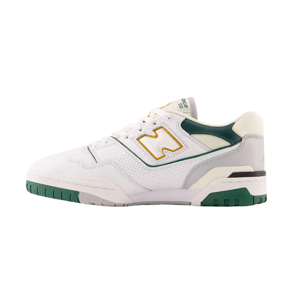 New Balance 550 White & Nightwatch Green Sneakers - Men's & Women's Casual Shoes for Walking, Running & Streetwear Fashion