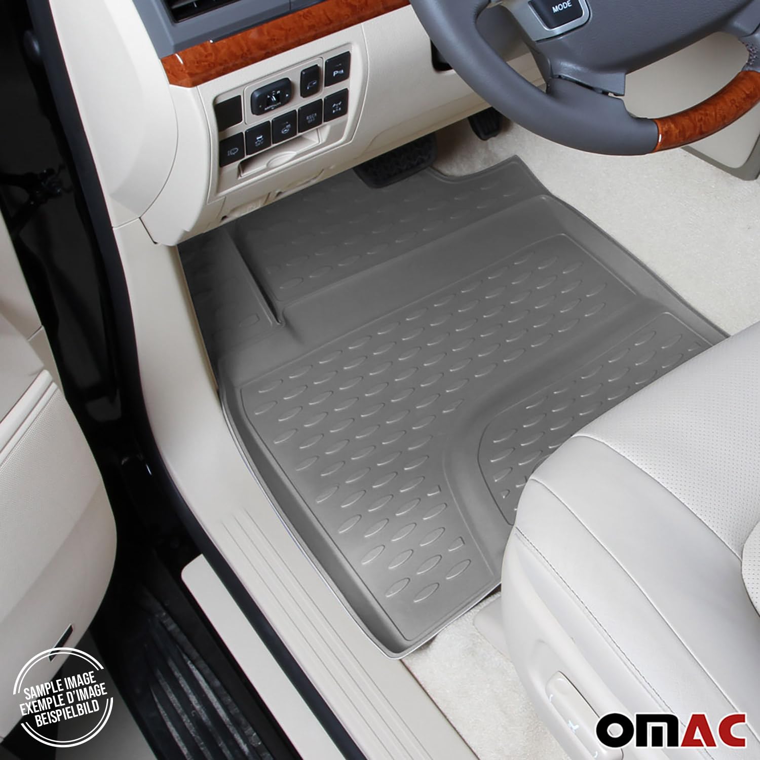 OMAC All-Weather 3D Custom Fit Floor Mats for Toyota Sienna 7 Seats (2013-2020) | TPE Rubber Car Mats | Waterproof, Odorless, Non-Slip Floor Liners | Laser Measured Perfect Fit | Gray | Ideal for Family Trips, Daily Commute & Outdoor Adventures