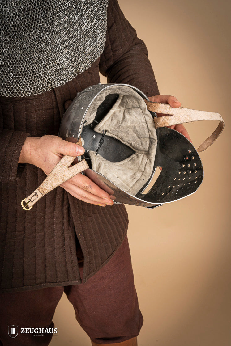 Medieval Spangenhelm Helmet with 2mm Polished Steel Face Guard - Perfect for LARP, Cosplay, and Historical Reenactments