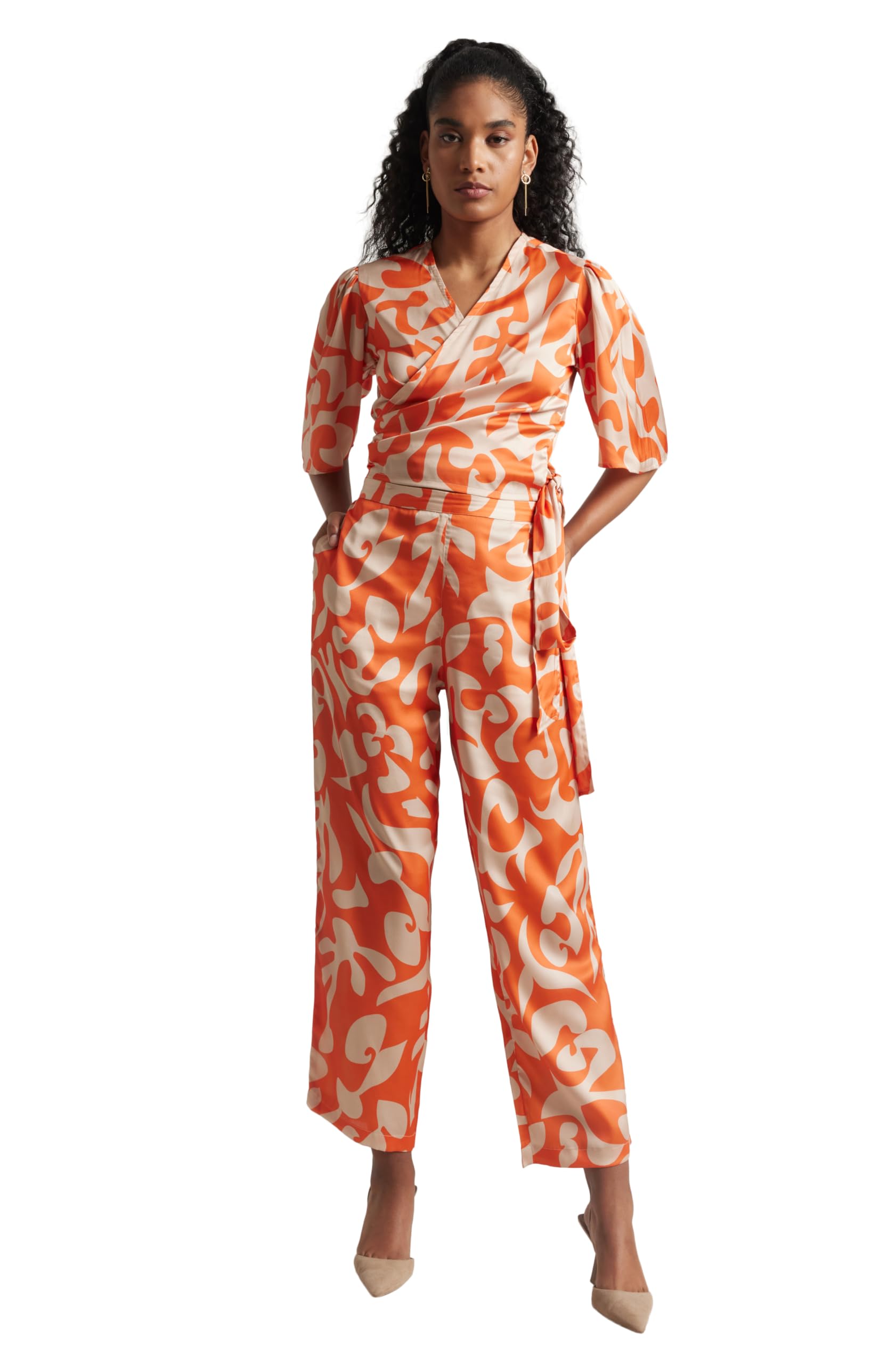 Zaccai Women's 2025 Summer Short Sleeve V-Neck Abstract Print 2 Piece Outfit Set - Casual Beachwear & Vacation Outfit for Women
