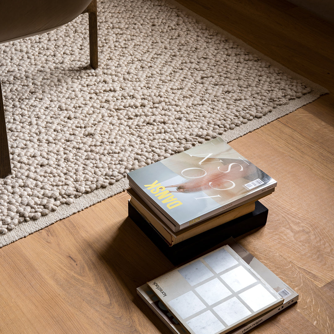 Nina Bruun Gravel Rug - Modern Handwoven Jute Area Rug for Living Room, Bedroom, or Dining Room - Eco-Friendly Natural Fiber Floor Decor for Boho & Scandinavian Home Style