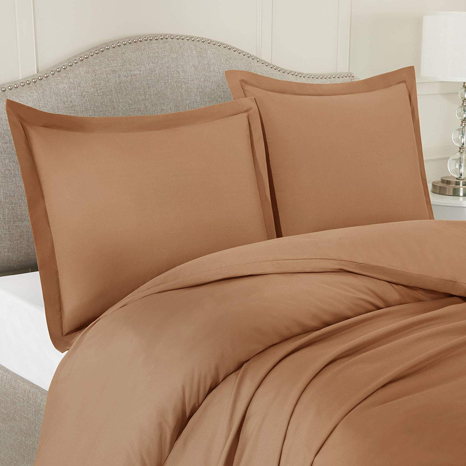 Premium 300 GSM Organic Cotton Duvet Cover & Comforter Set - 2 Piece Twin XL, 500 Thread Count, Solid Camel Color - Soft & Breathable Bedding for Cozy Nights & Guest Rooms