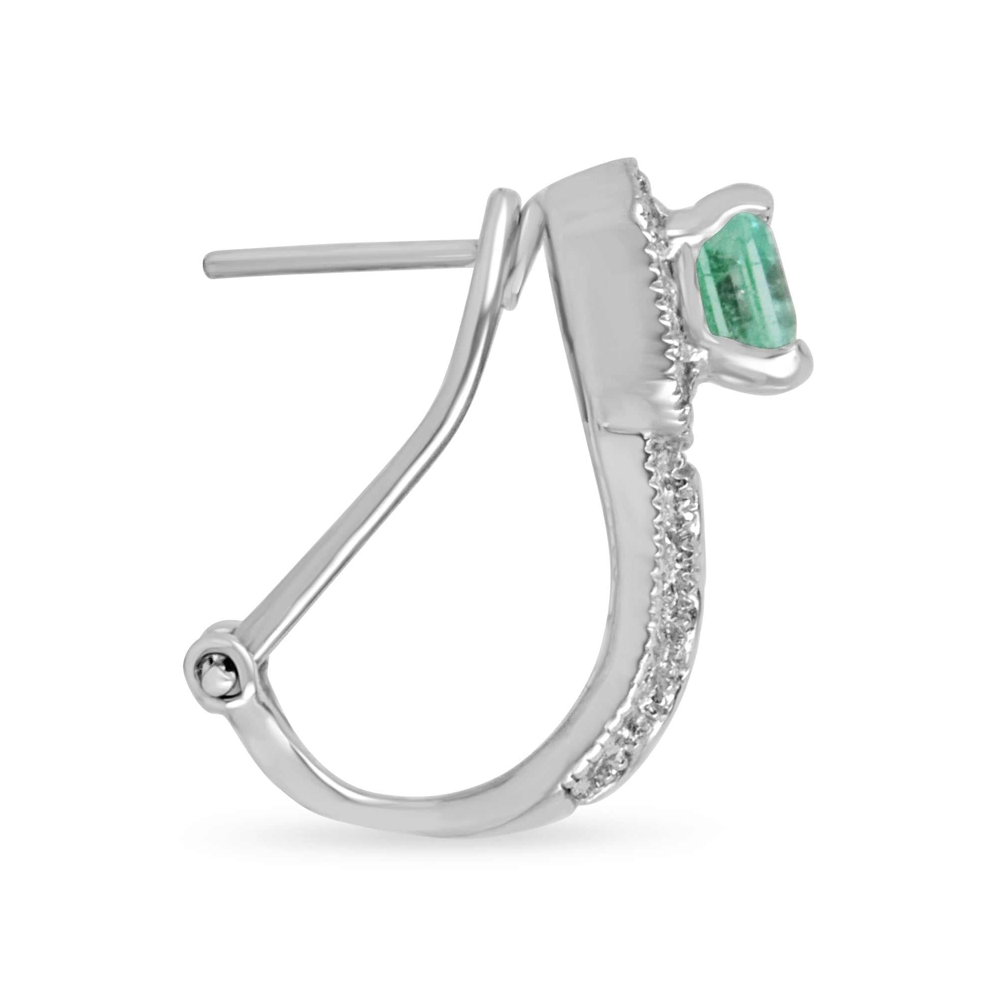 4.25tcw Natural Colombian Emerald & Diamond Cluster Earrings in 14K Gold | Luxury Jewelry for Women, Gift for Her, Wedding, Anniversary & Special Occasions