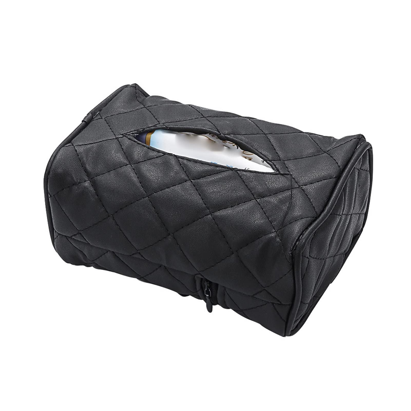 Universal Leather Car Tissue Box Holder - Black Back Seat Organizer for Napkins & Towels | Car Interior Storage Accessory & Sun Visor Decoration | Perfect for SUVs, Sedans and Family Vehicles