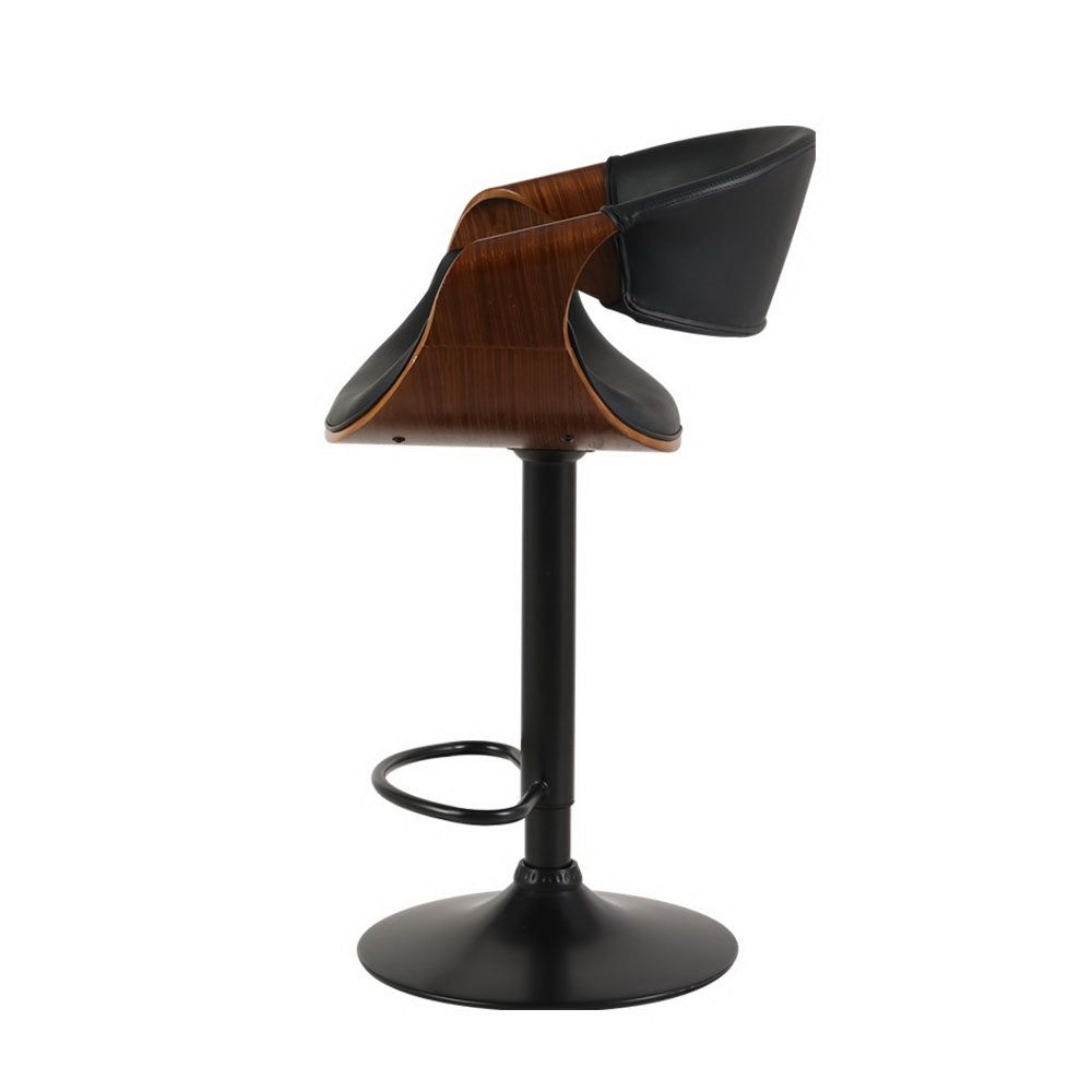 Adjustable Height Leather Bar Stools with Armrests - Gas Lift Swivel Stool for Kitchen Island, Home Bar & Dining Room - Comfortable & Stylish Seating
