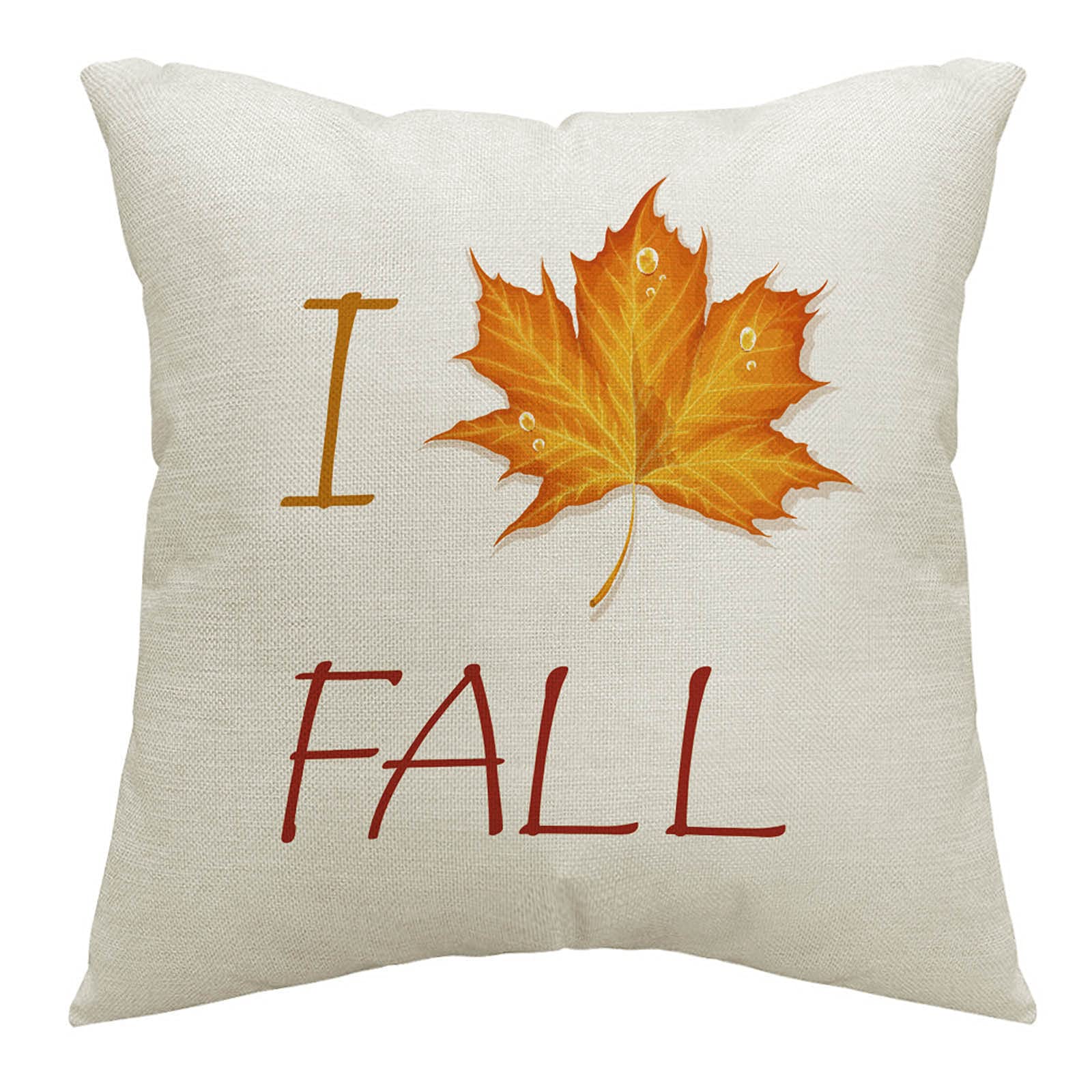 Maple Leaf Linen Pillow Covers 4pc Set - Autumn Decor for Living Room