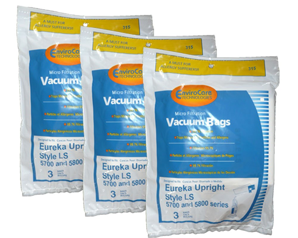 9-Pack Eureka Type LS Sanitaire Vacuum Bags - Compatible with LiteSpeed Upright, Boss Signature Genesis, Refurb Powerline Limited & Sanitaire Commercial Vacuum Cleaners (Models 5700 & 5800, 62123, 61820A5815A) - Premium Replacement Bags for Deep Cleaning in Offices, Hotels & Commercial Spaces