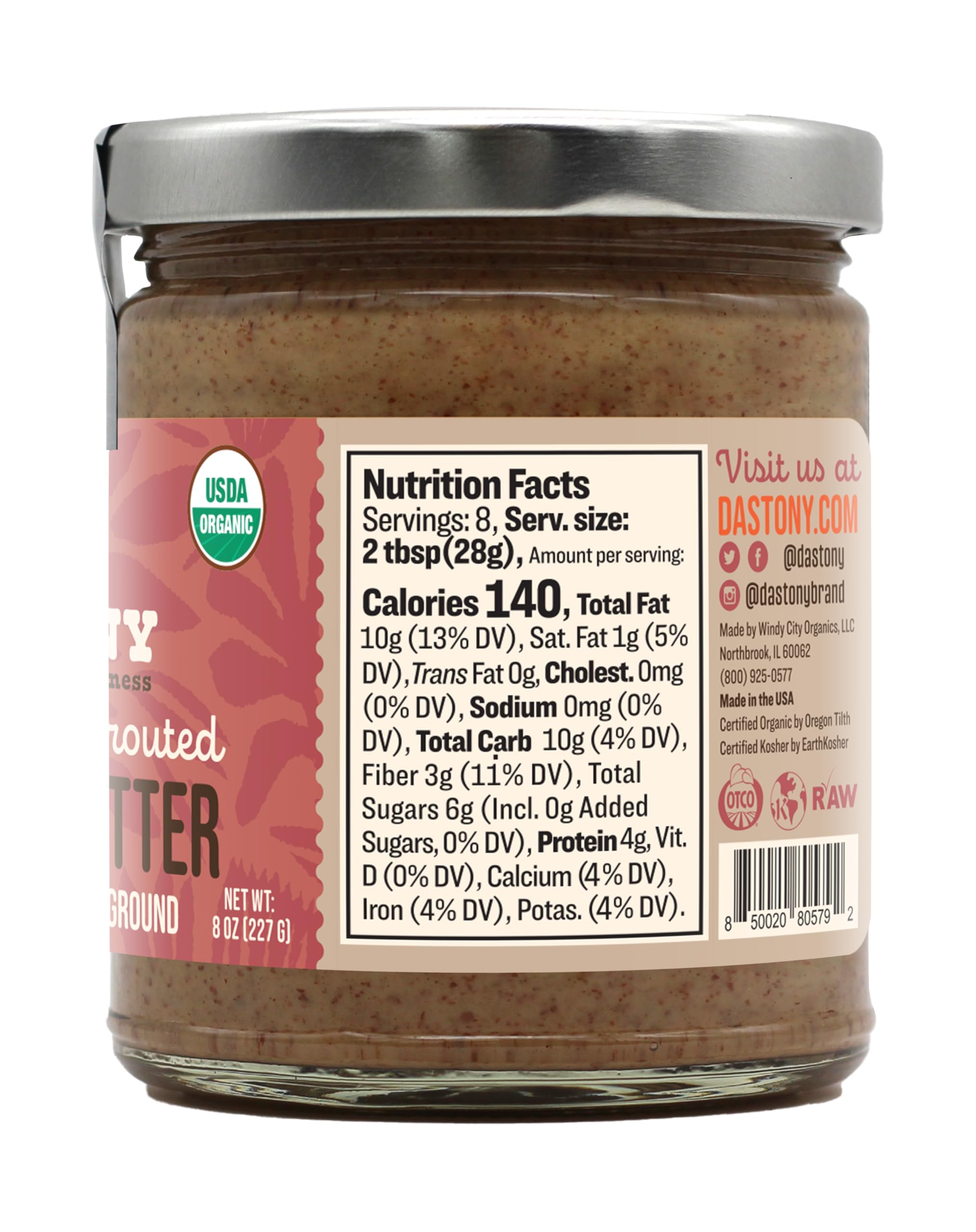 Organic Raw Cinna-Date Sprouted Almond Butter 8oz (2-Pack) | Vegan, Paleo, Keto, Non-GMO, Gluten-Free | Healthy Snack for Toast, Smoothies & Baking