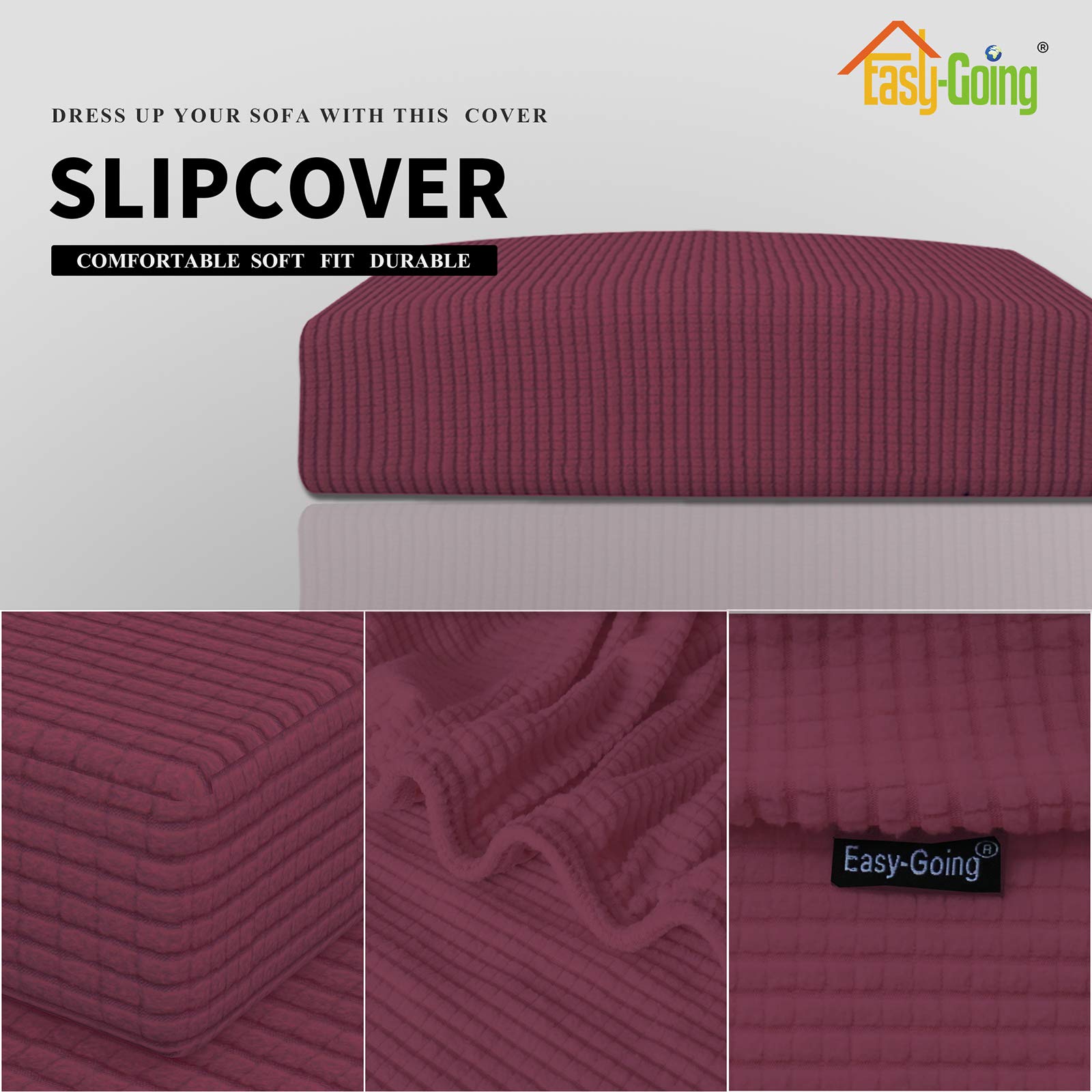 Stretch Loveseat Cushion Cover - Soft Elastic Sofa Slipcover Protector for Furniture (Ash Rose) - Perfect for Living Room, Bedroom & Home Decor