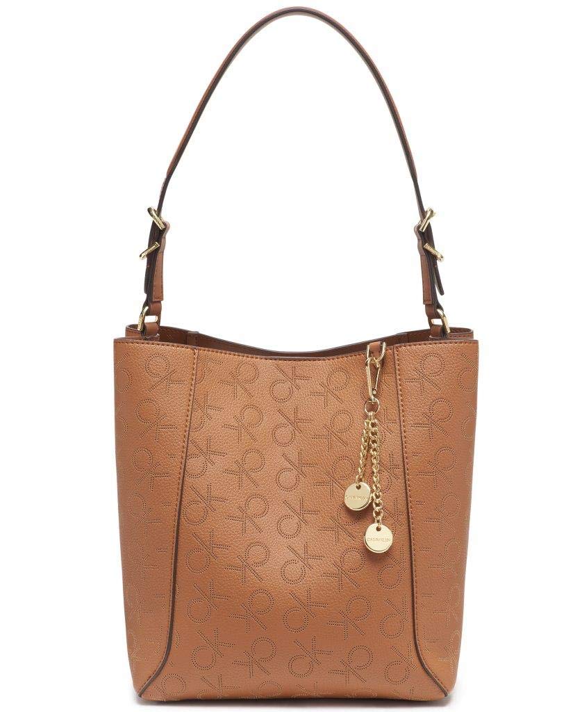 Calvin Klein Denver Perforated Montego Logo Hobo Shoulder Bag for Women | Stylish Leather Crossbody Purse | Perfect for Work, Travel & Everyday Use