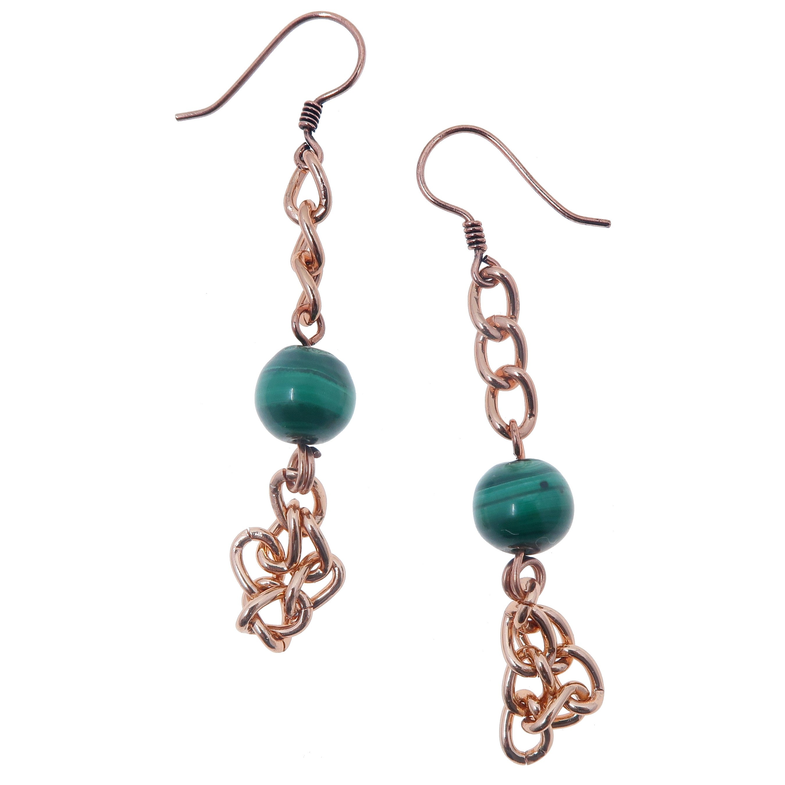 Natural Malachite Earrings for Women - Confidence Stone Jewelry with Copper Chain - Perfect for Meditation, Healing & Spiritual Gifts